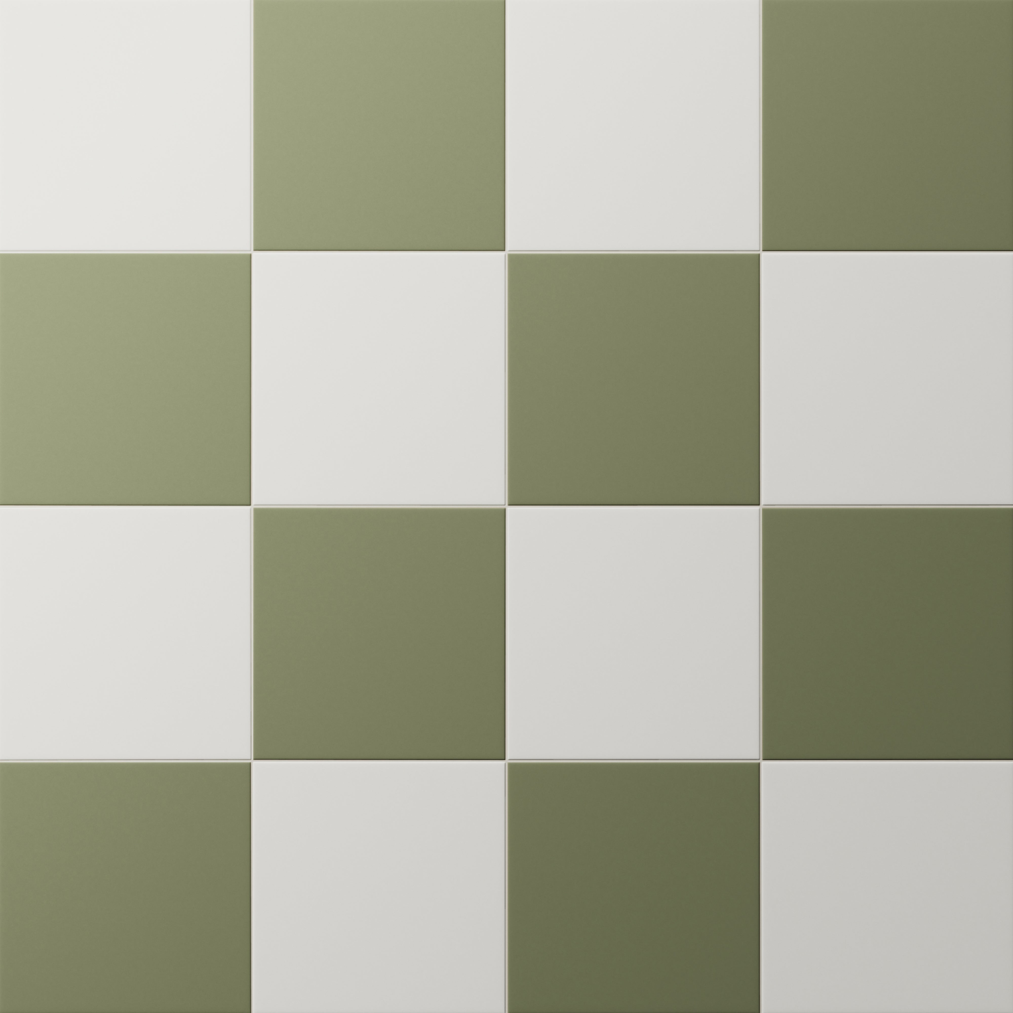 Merrick 8 x 8 Checkerboard Matte Porcelain Tile in Ambient White and Folk Green