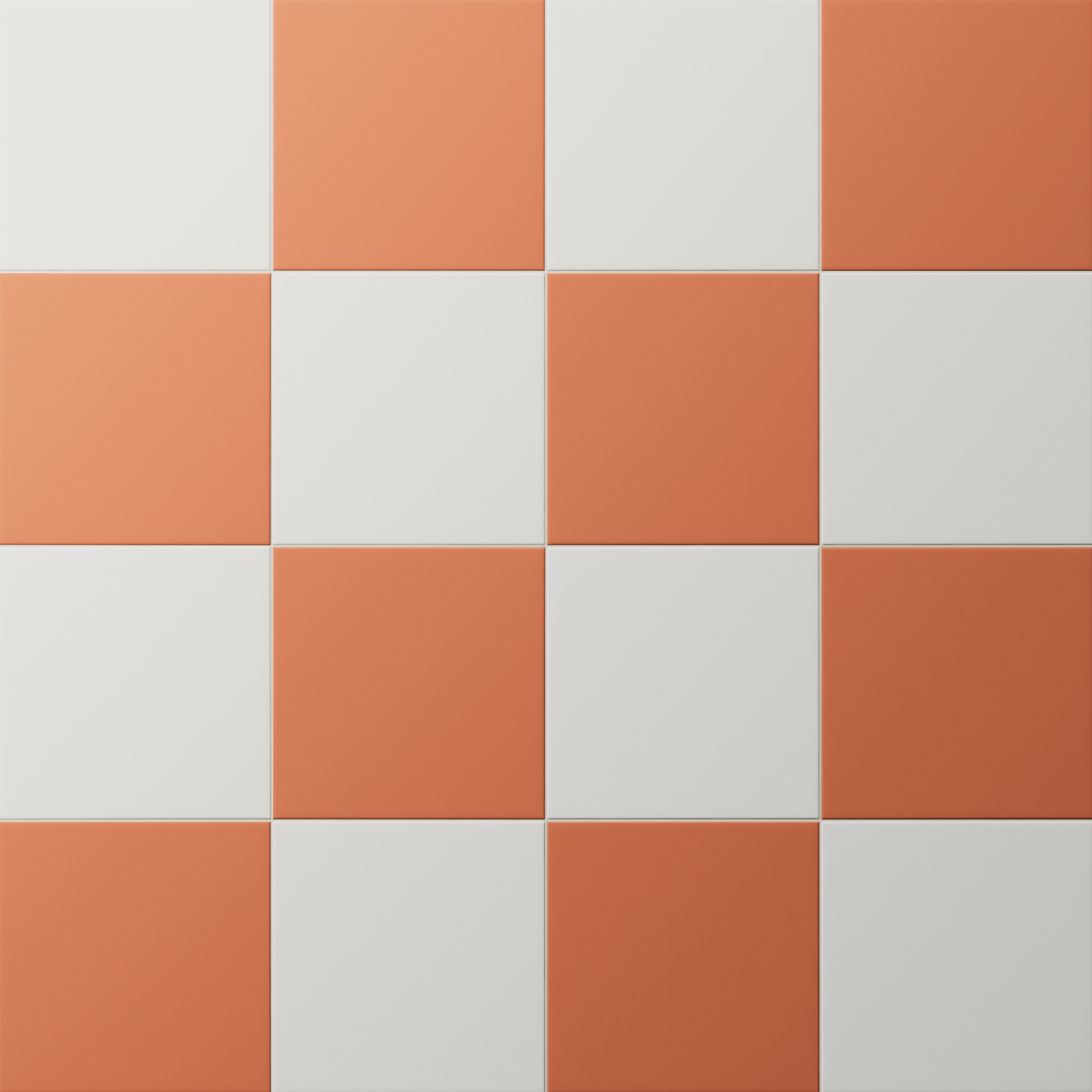 Merrick 8 x 8 Checkerboard Matte Porcelain Tile in Ambient White and New-Age Terracotta