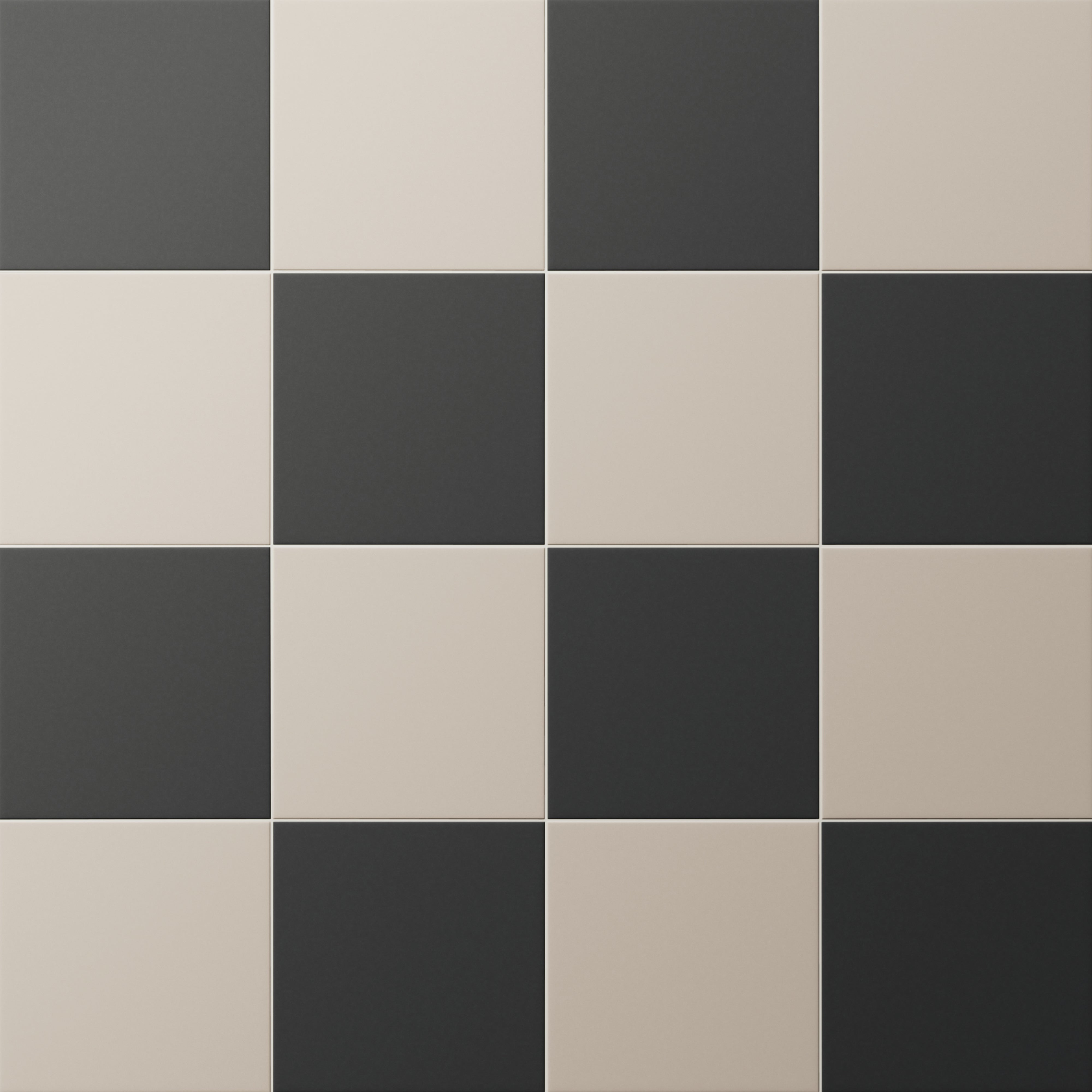 Merrick 8 x 8 Checkerboard Matte Porcelain Tile in Synth Black and Grunge Greige