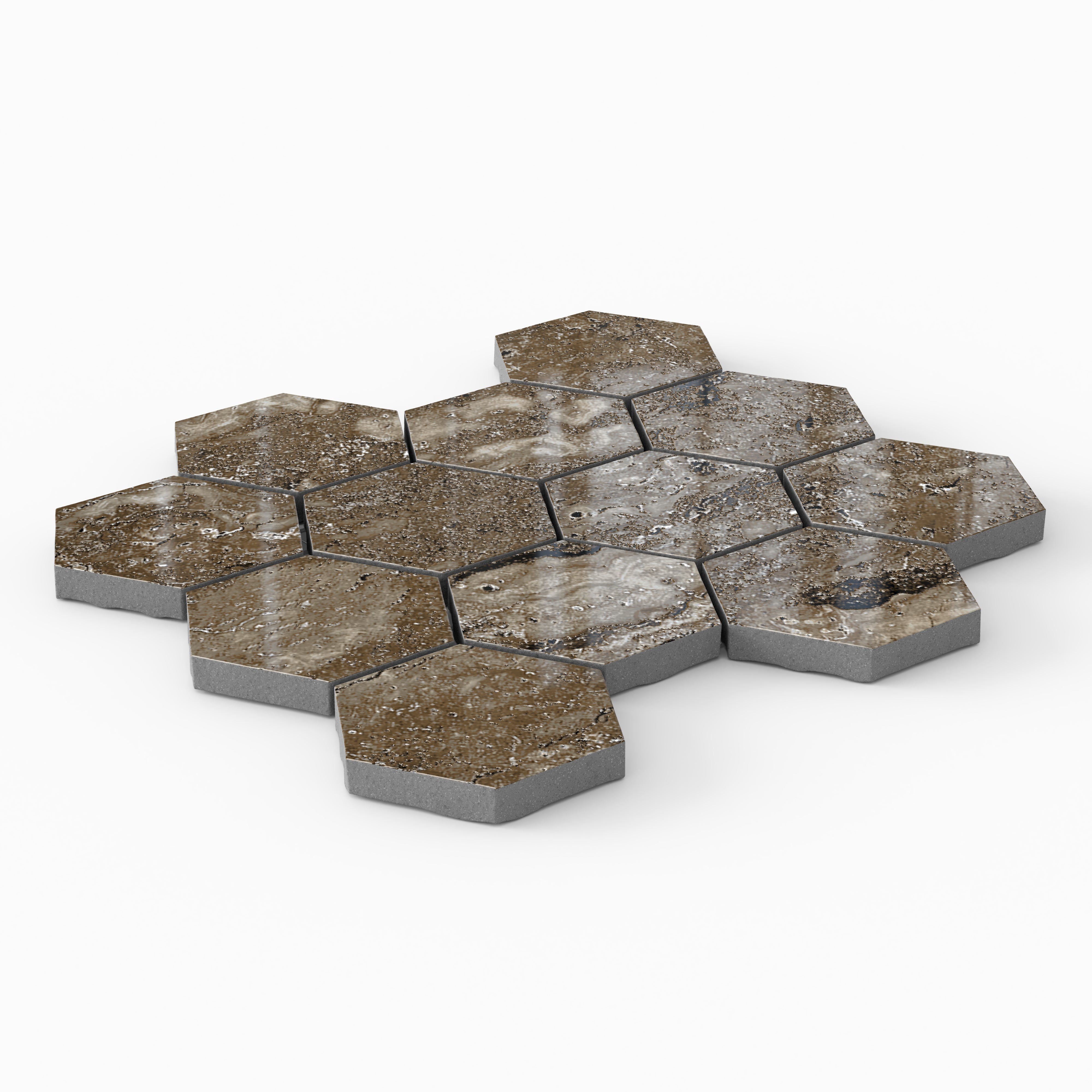 Marlow 3x3 Polished Porcelain Hexagon Mosaic Tile in Titanium