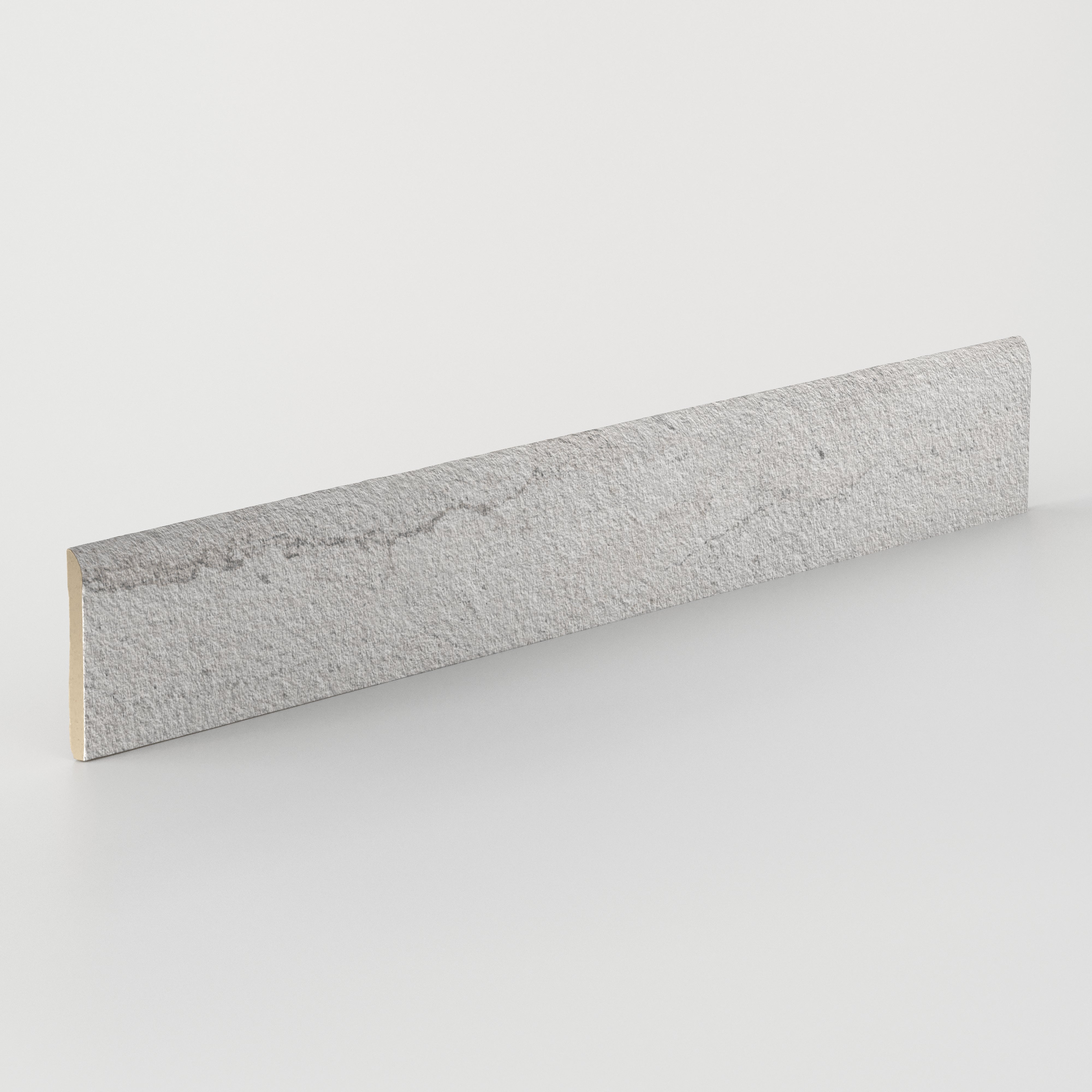 Vesper 3x24 Matte Porcelain Bullnose Tile in Strata Grey