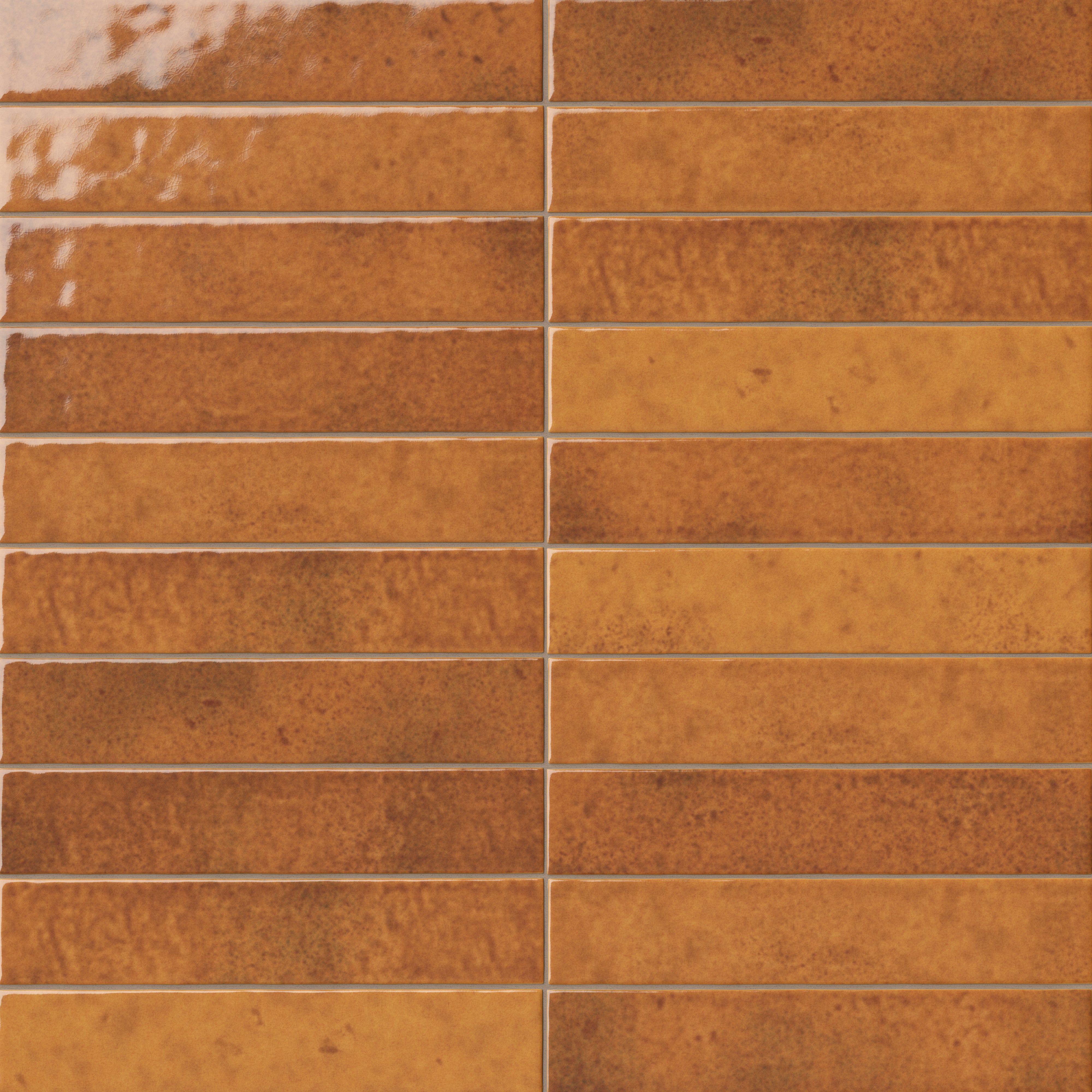 Amelia 2x13 Glossy Crackled Ceramic Tile in Turmeric