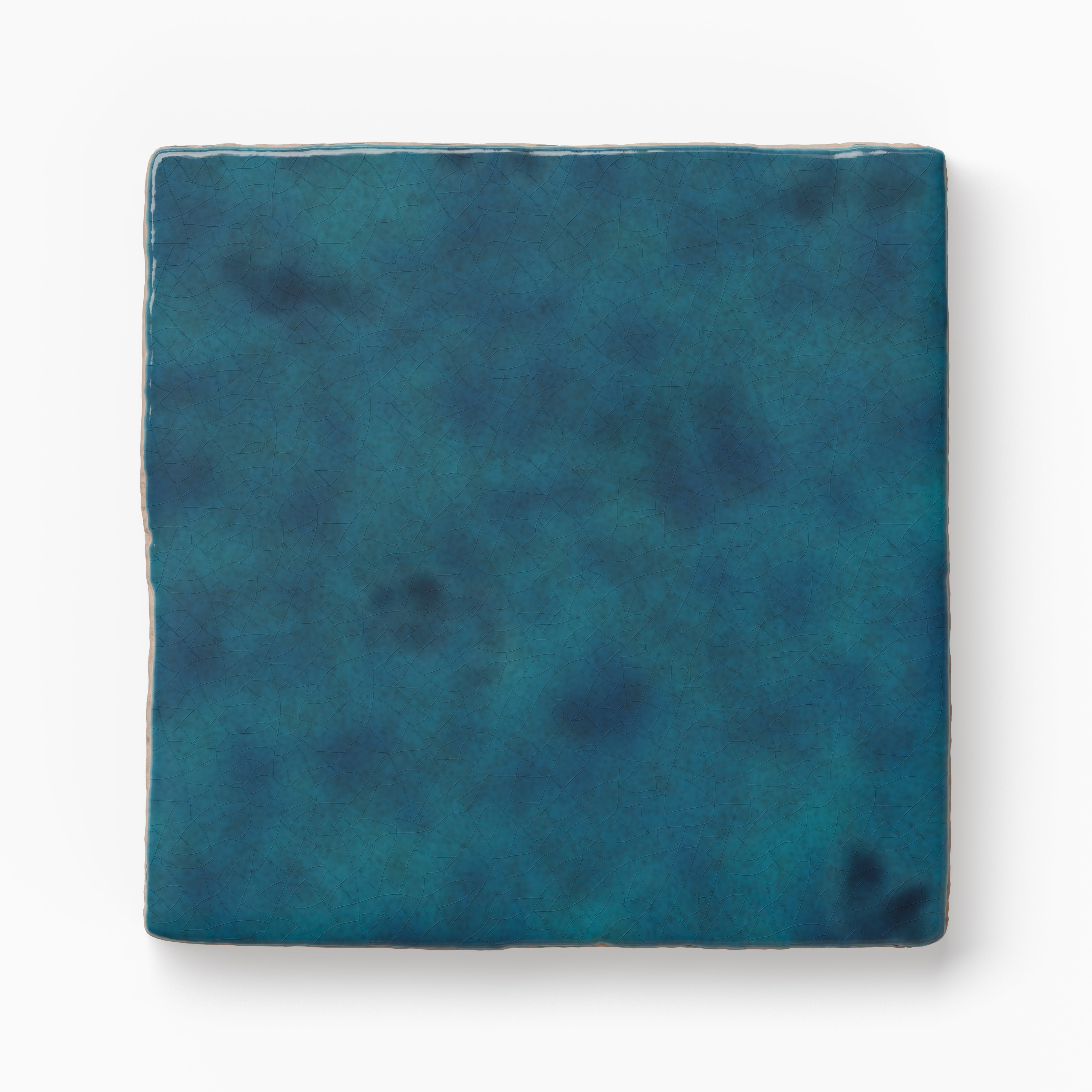 Amelia 4 x 4 Glossy Crackled Ceramic Tile in Denim