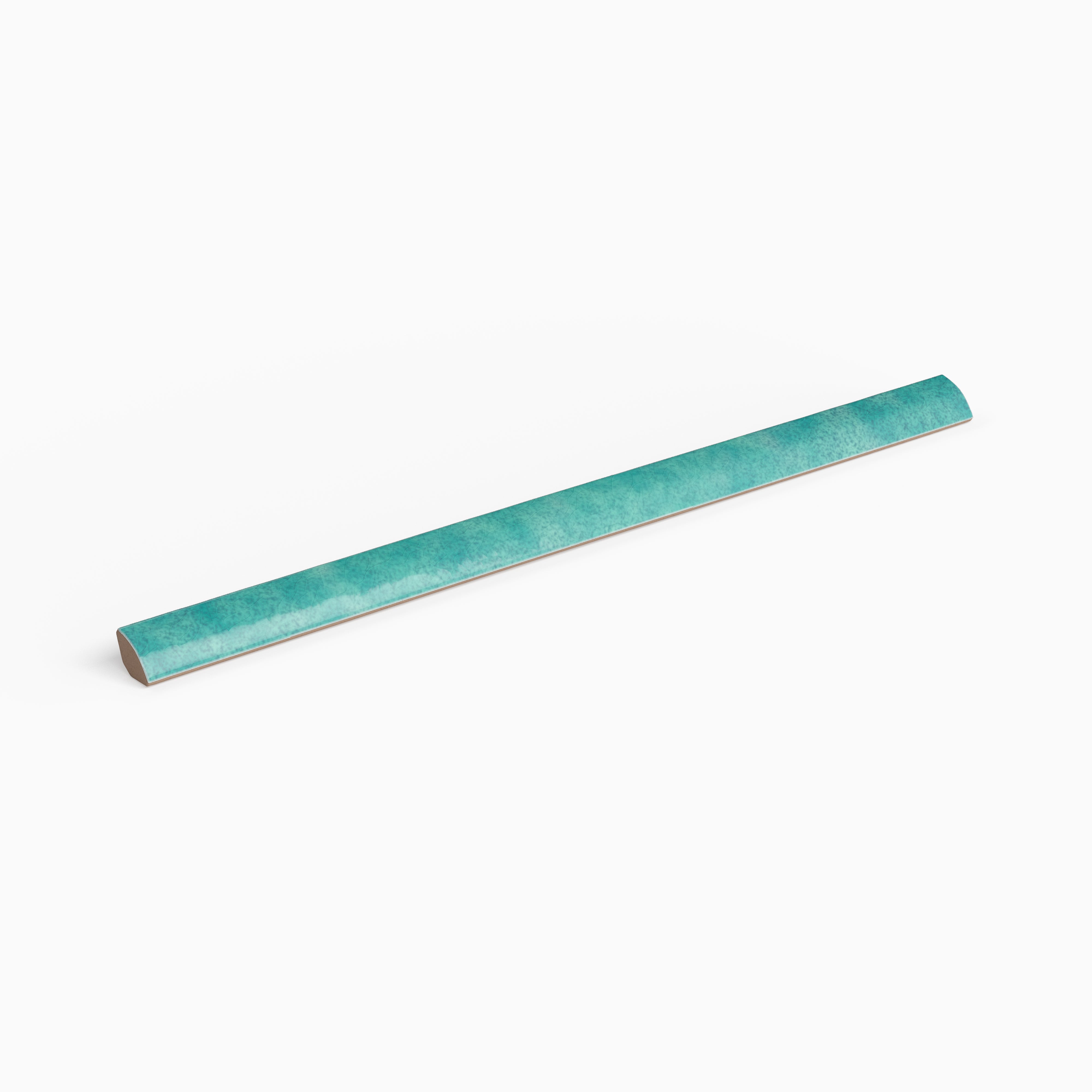 Amelia 0.5 x 8 Glossy Crackled Ceramic Rounded Edge Trim in Aqua