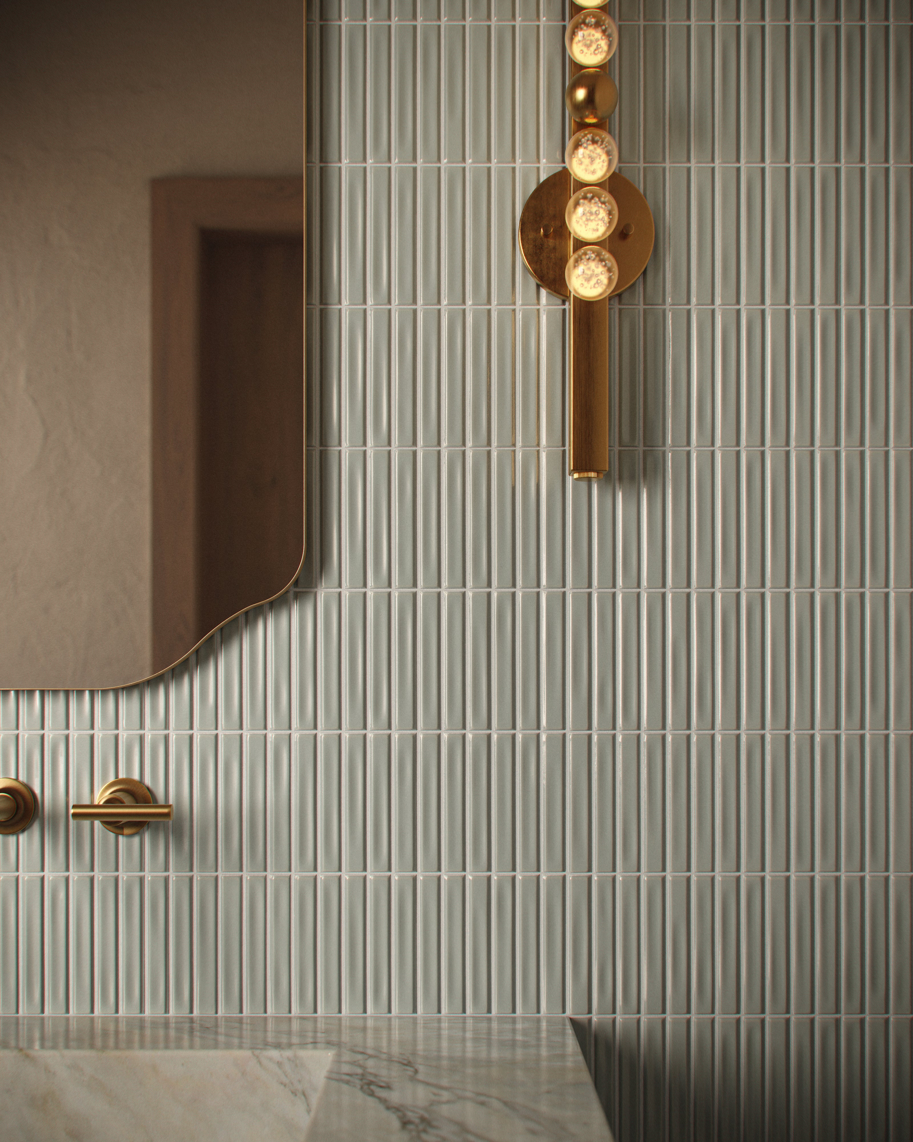Celia 5 x 10 Glossy Ceramic Tile in Fern