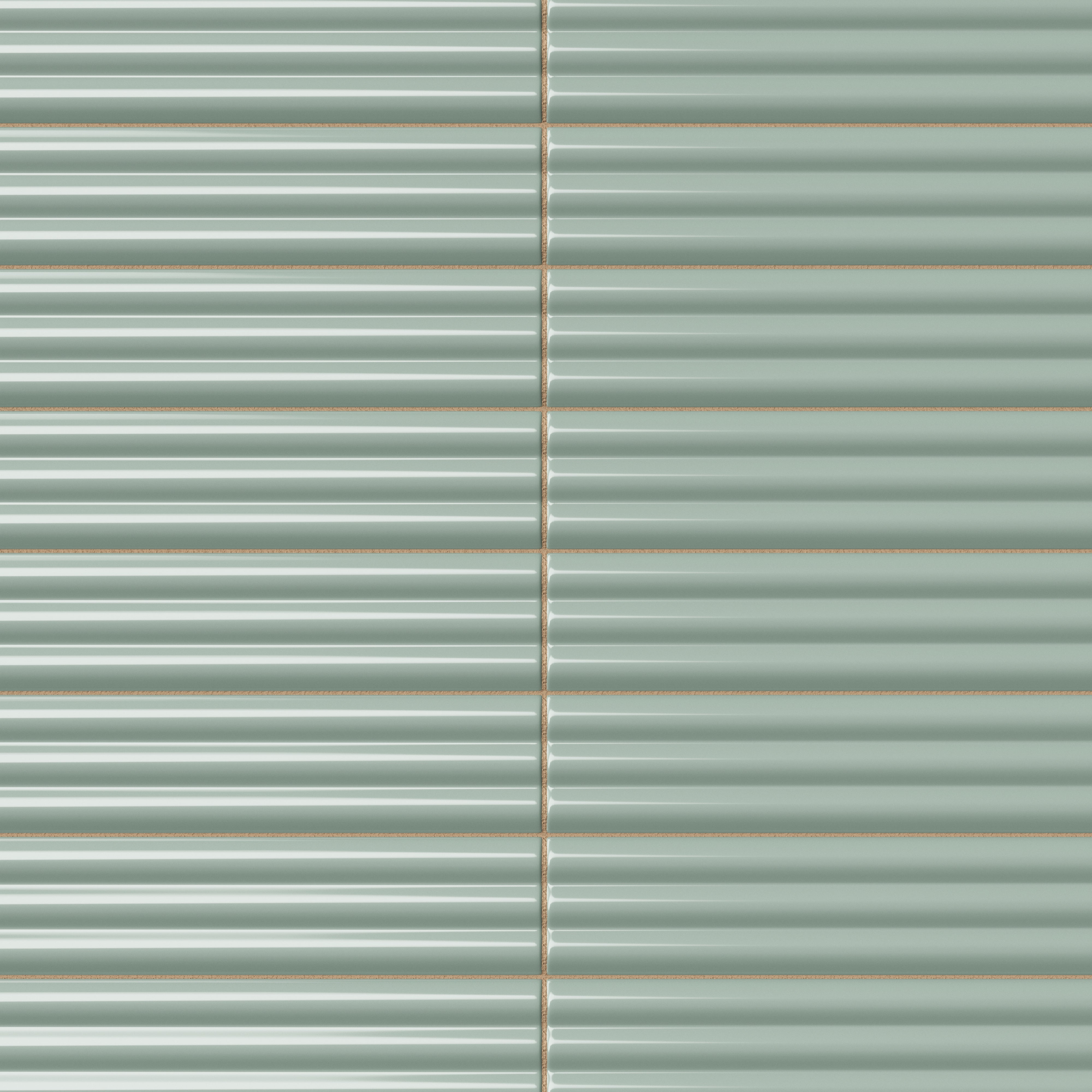 Mika 2.5x10 Glossy Ceramic Reeded Tile in Sage