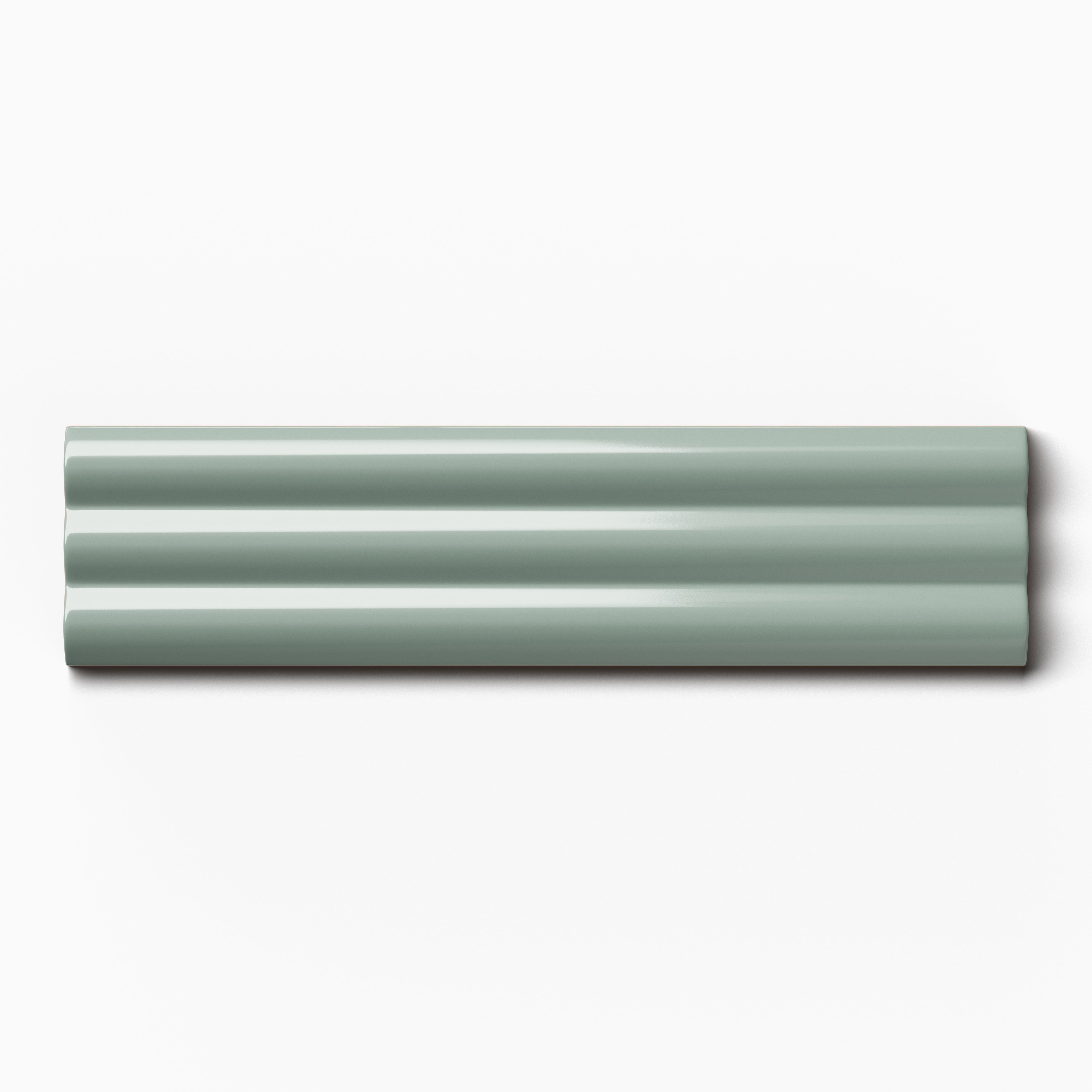 Mika 2.5x10 Glossy Ceramic Reeded Tile in Sage