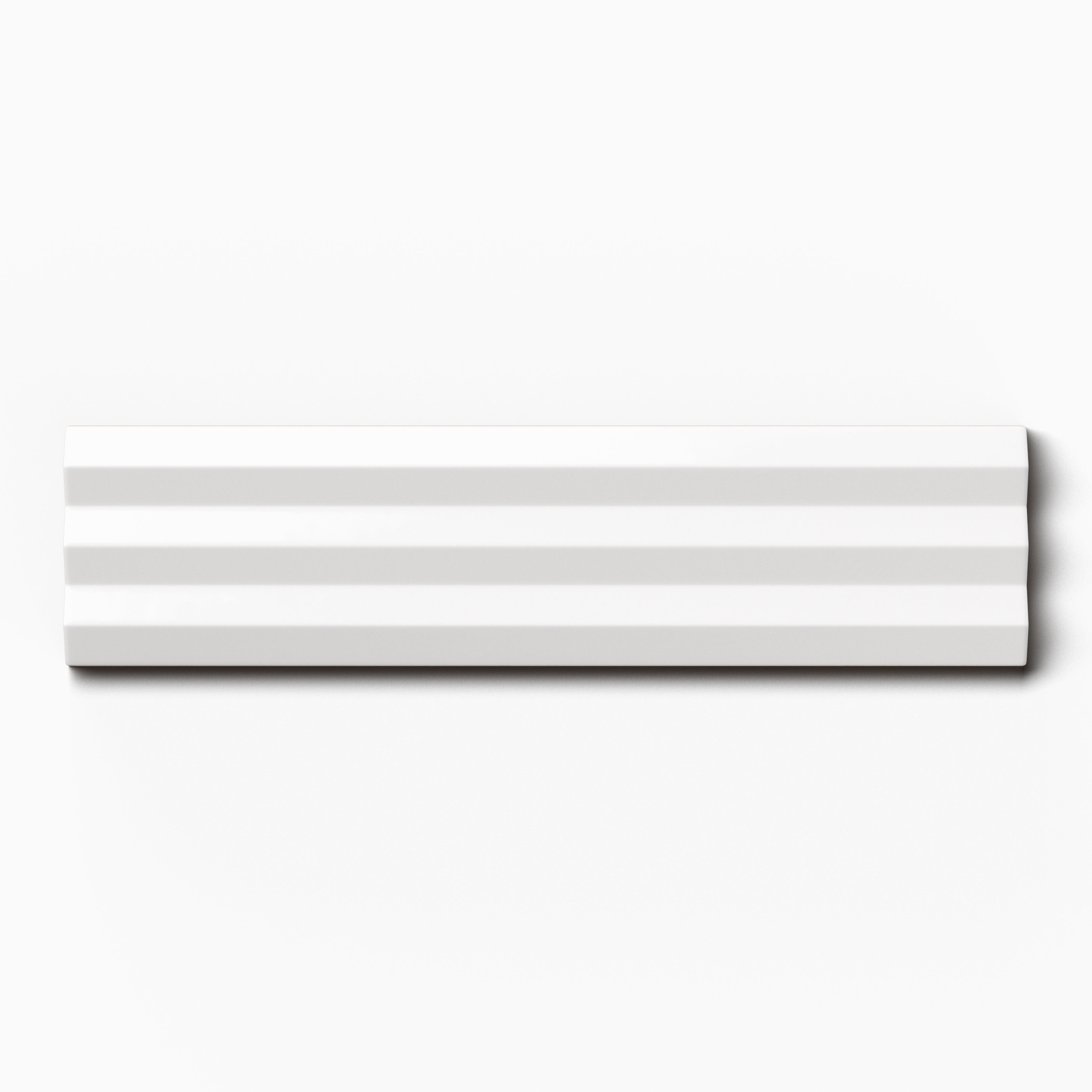 Mika 2.5x10 Glossy Ceramic Beveled Tile in Chalk