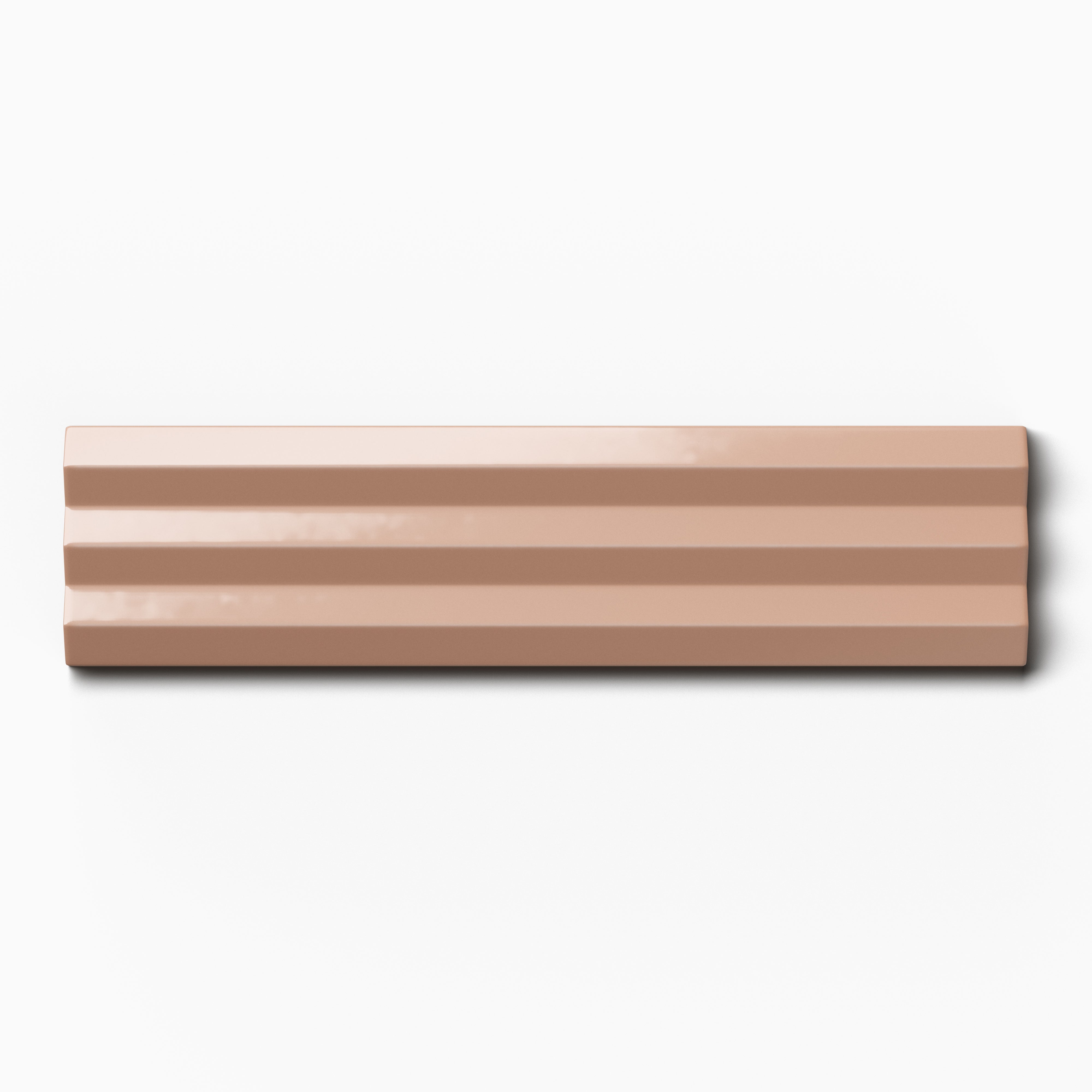 Mika 2.5x10 Glossy Ceramic Beveled Tile in Tan