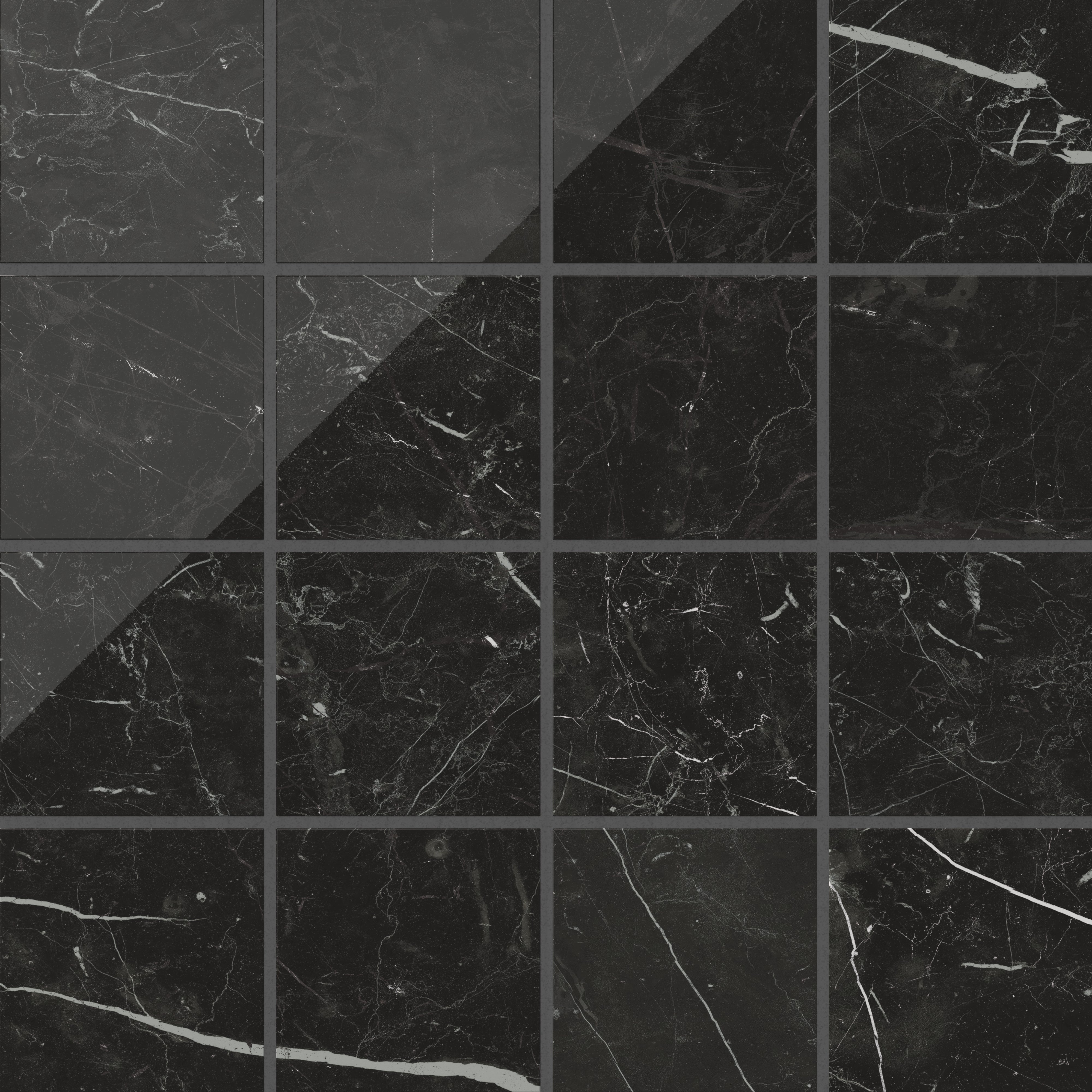 Leona 4 x 4 Polished Porcelain Mosaic Tile in Nero Marquina