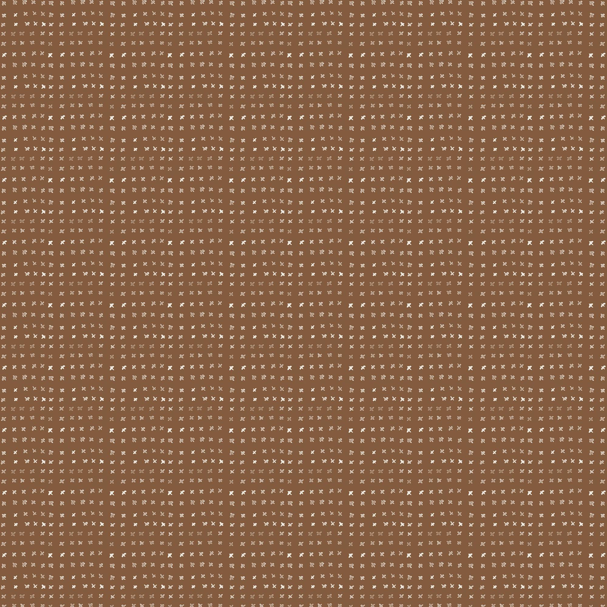 Brown Terracotta II Somerset wallpaper, 52" x 132", dotted with warm off-white watercolor-style motifs in a relaxed repeating pattern.