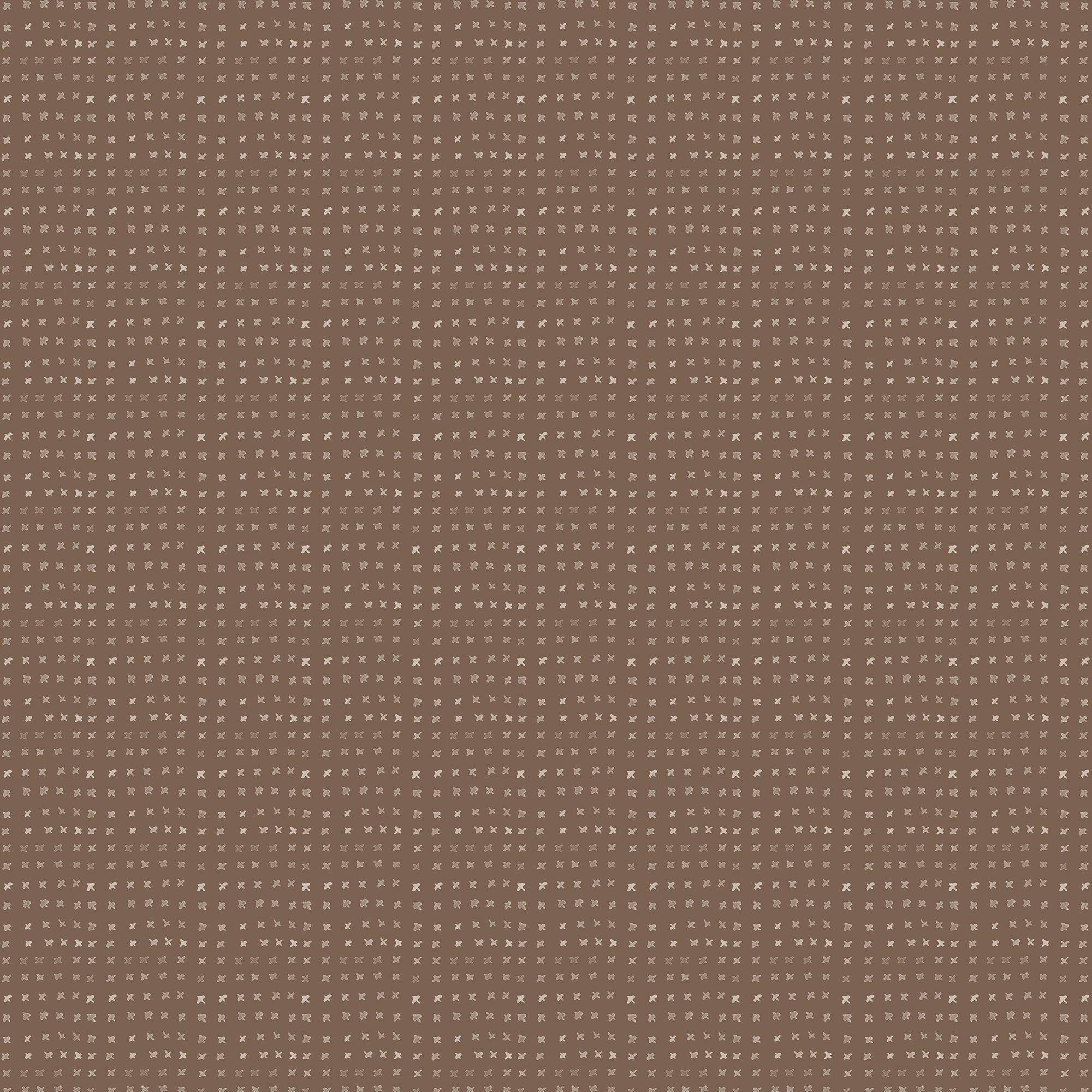 Dark taupe Somerset wallpaper in Taupe II, 52" x 132", covered in small repeating abstract motifs formed by light brown watercolor-style markings for a relaxed, hand-drawn look.