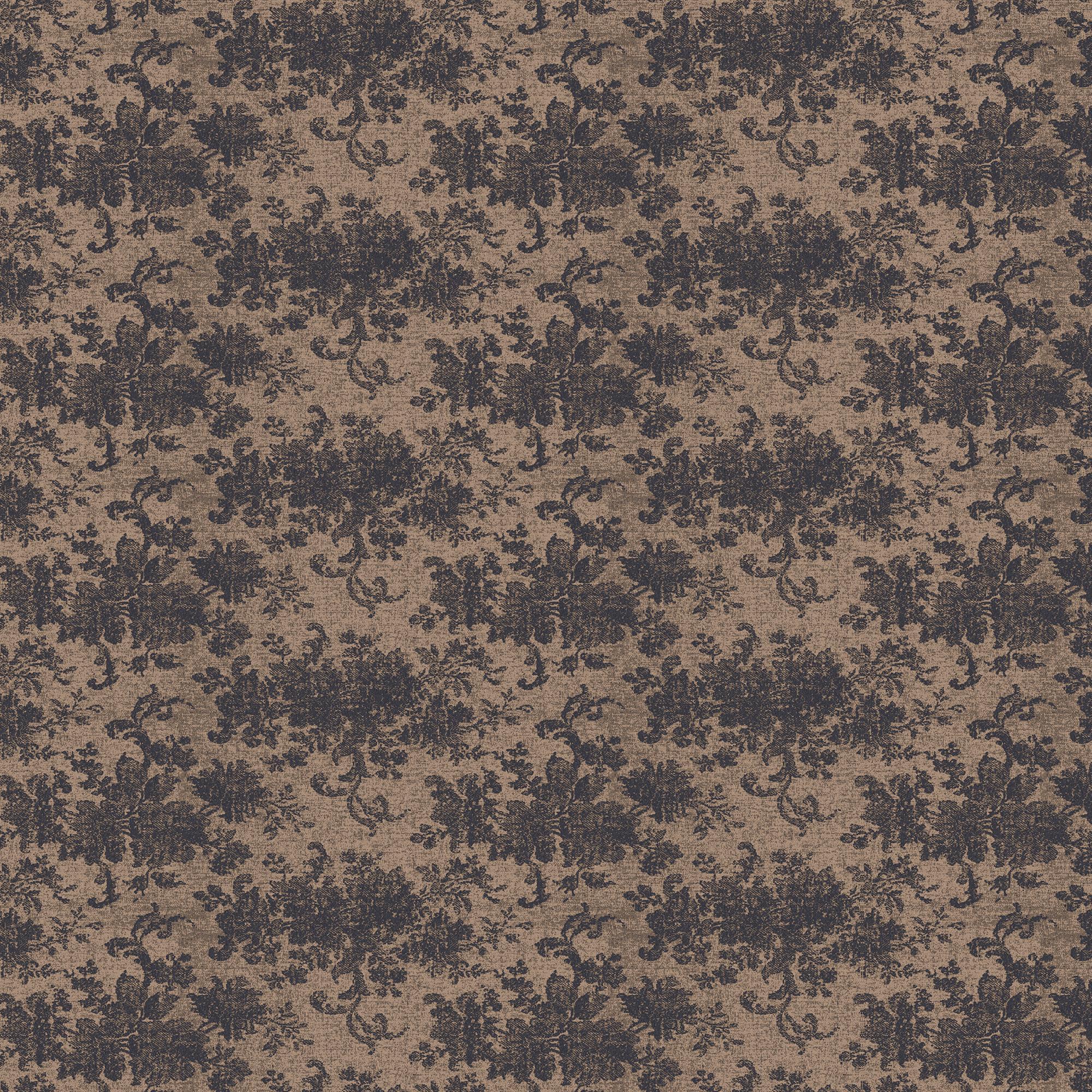 Brocade Wallpaper in Black/Tan II, 52" x 132"