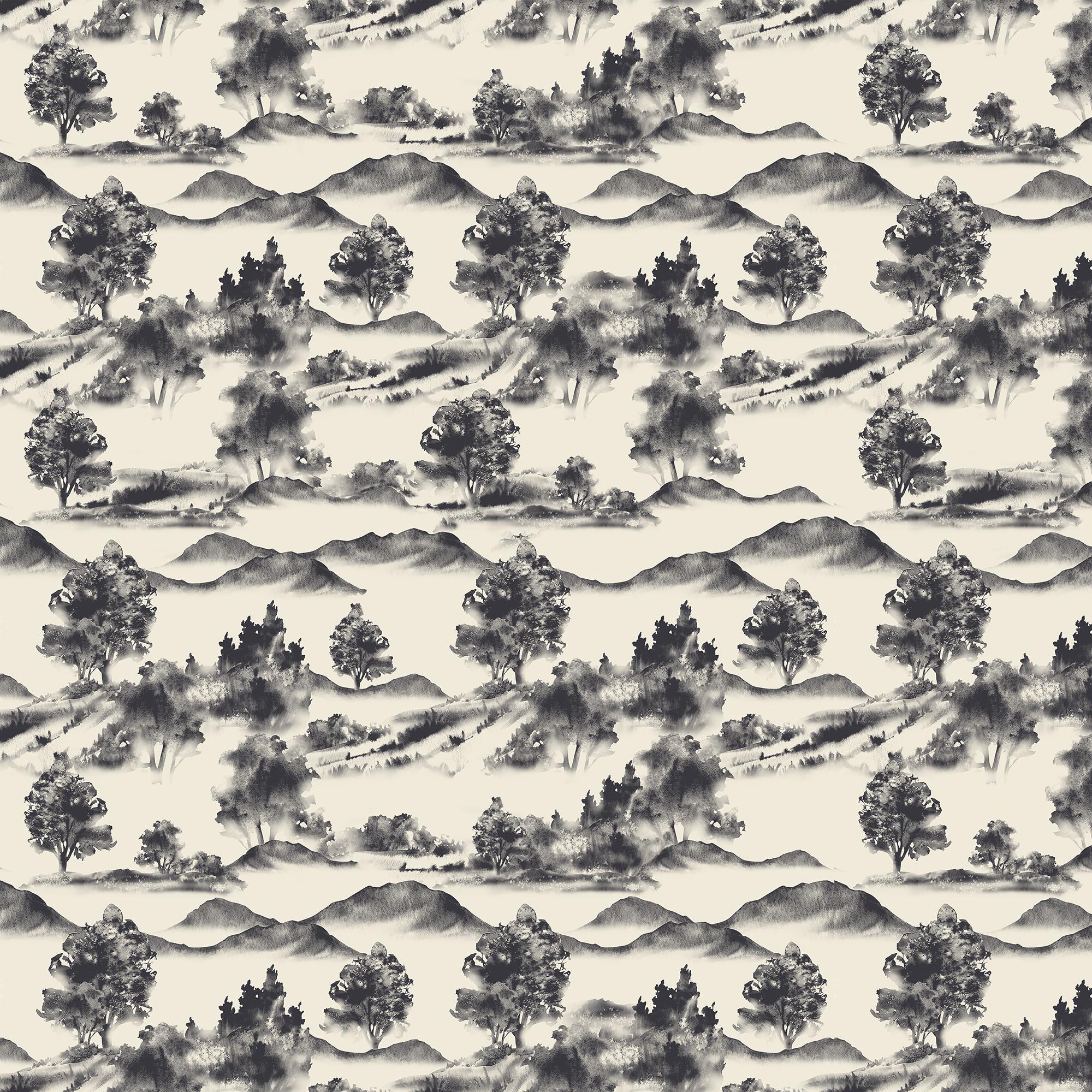 Downland Wallpaper in Black II, 52" x 132"