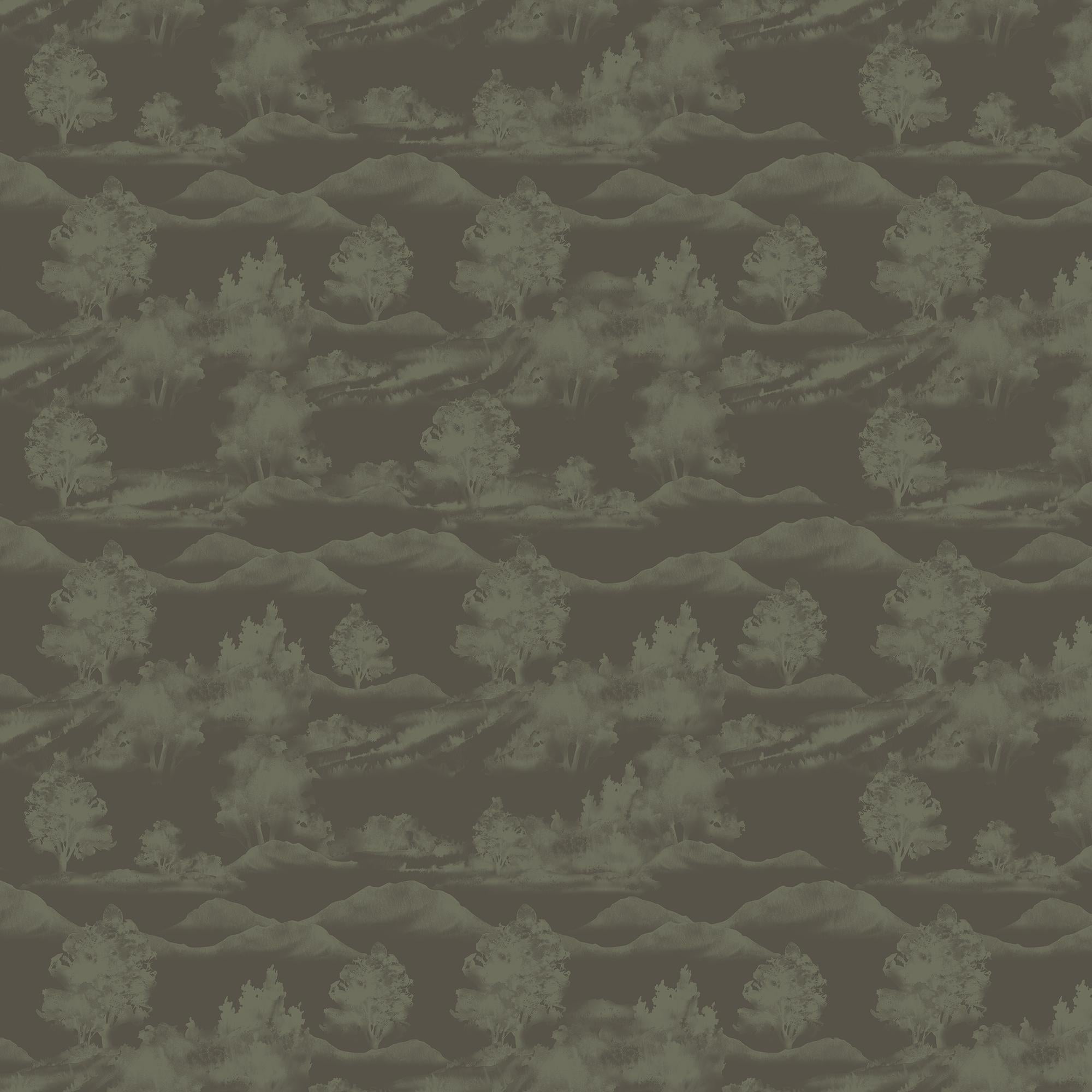 Downland Wallpaper in Olive Night I, 52" x 132"