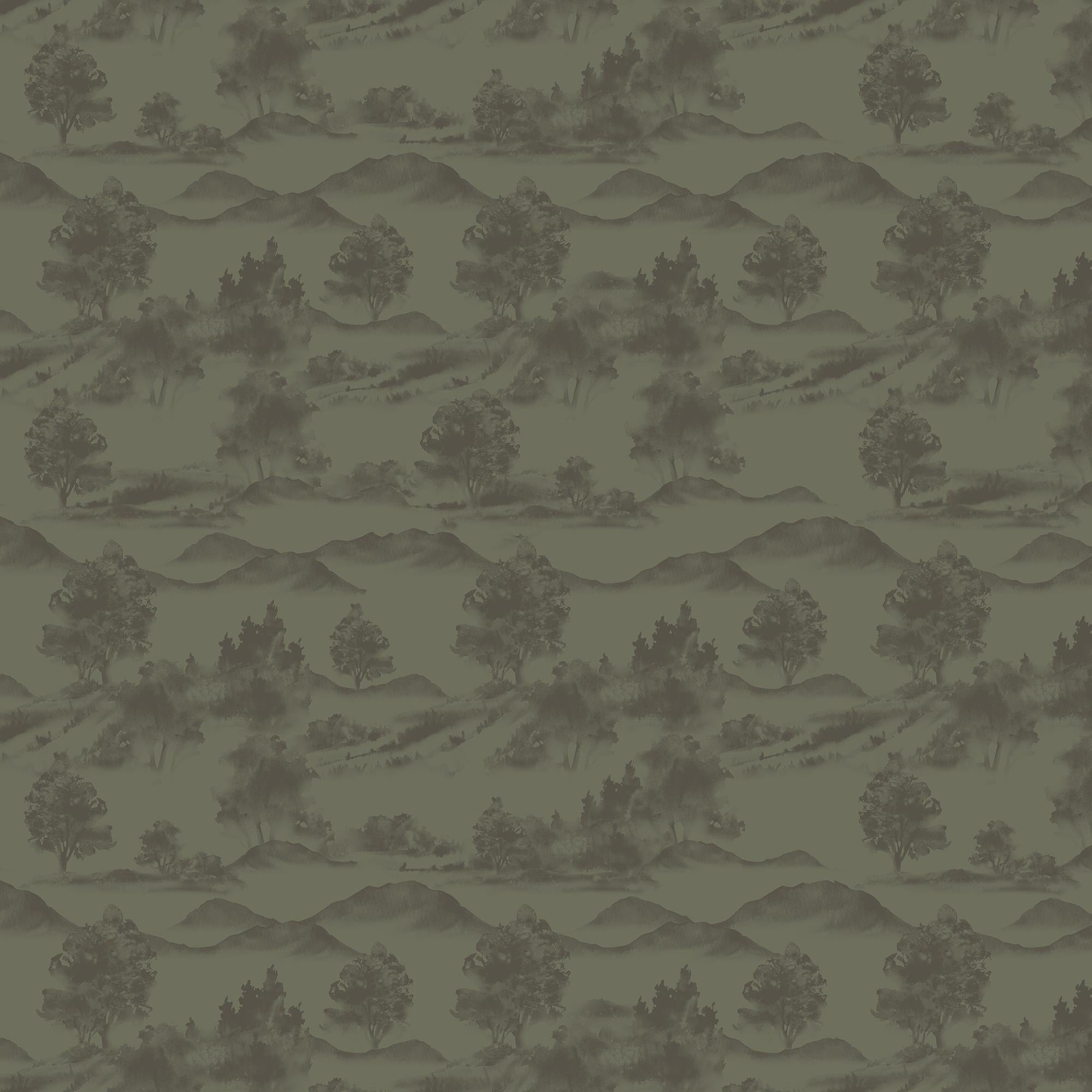 Downland Wallpaper in Olive Night II, 52" x 132"