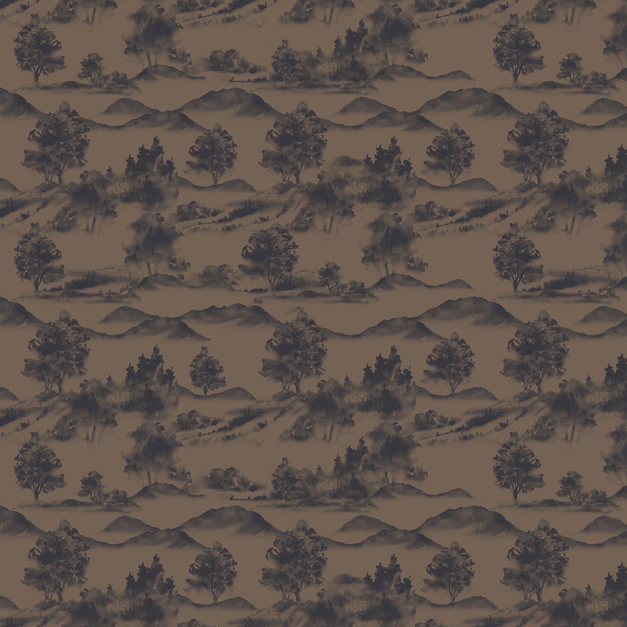 Downland Wallpaper in Black/Tan II, 52" x 132"