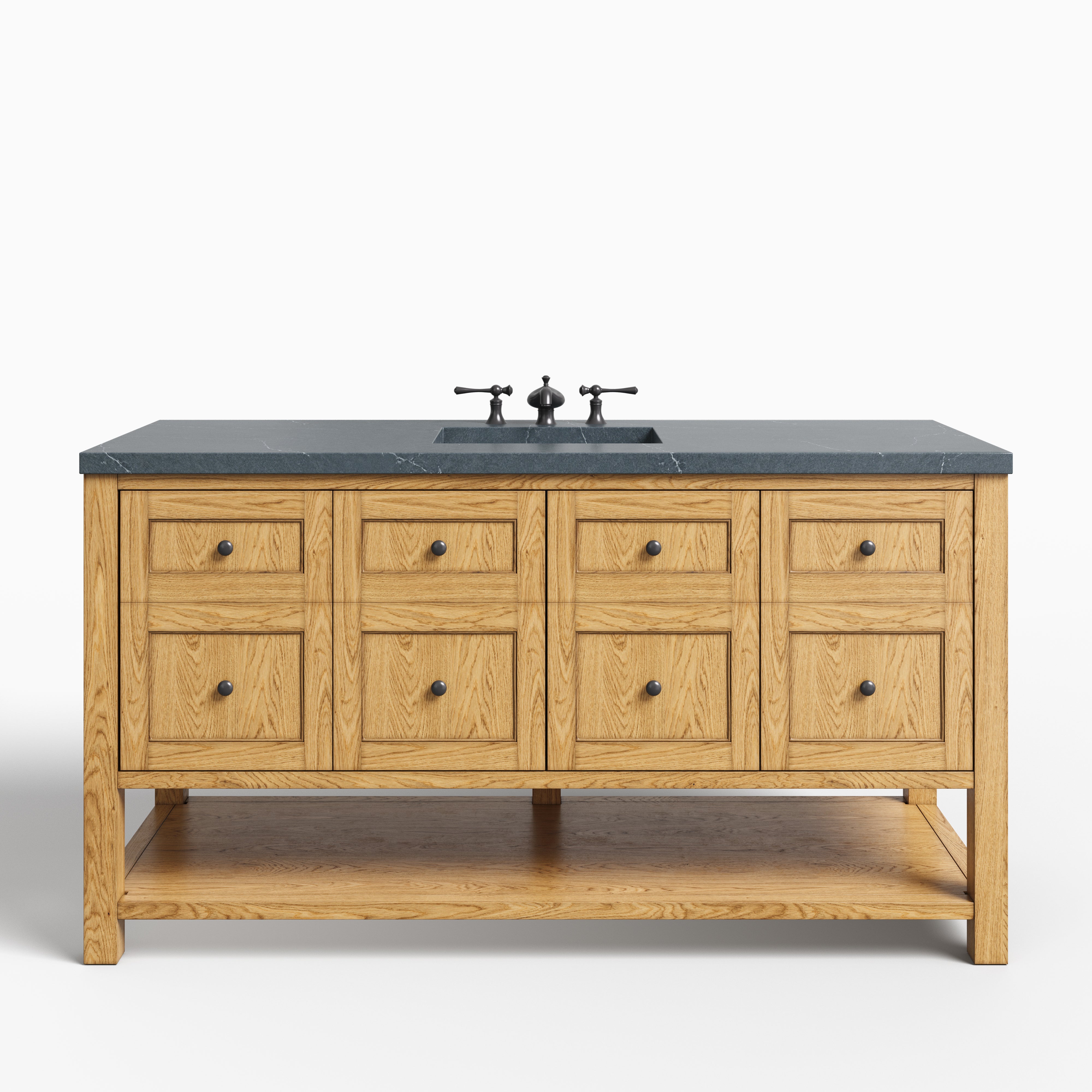 Bridgette 60" Single Vanity in Light Natural Oak with 3 cm Charcoal Soapstone Quartz Top