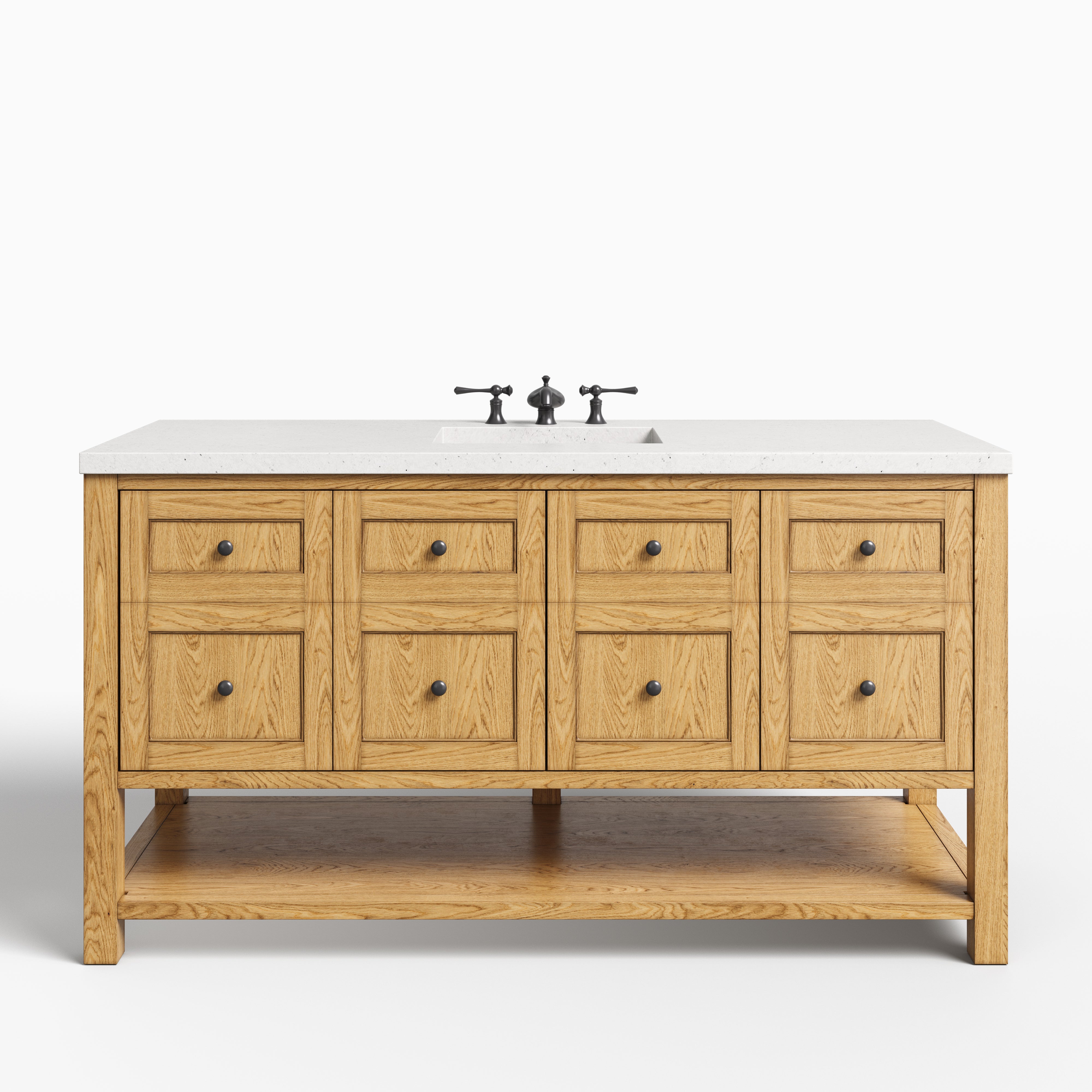 Bridgette 60" Single Vanity in Light Natural Oak with 3 cm Lime Delight Quartz Top