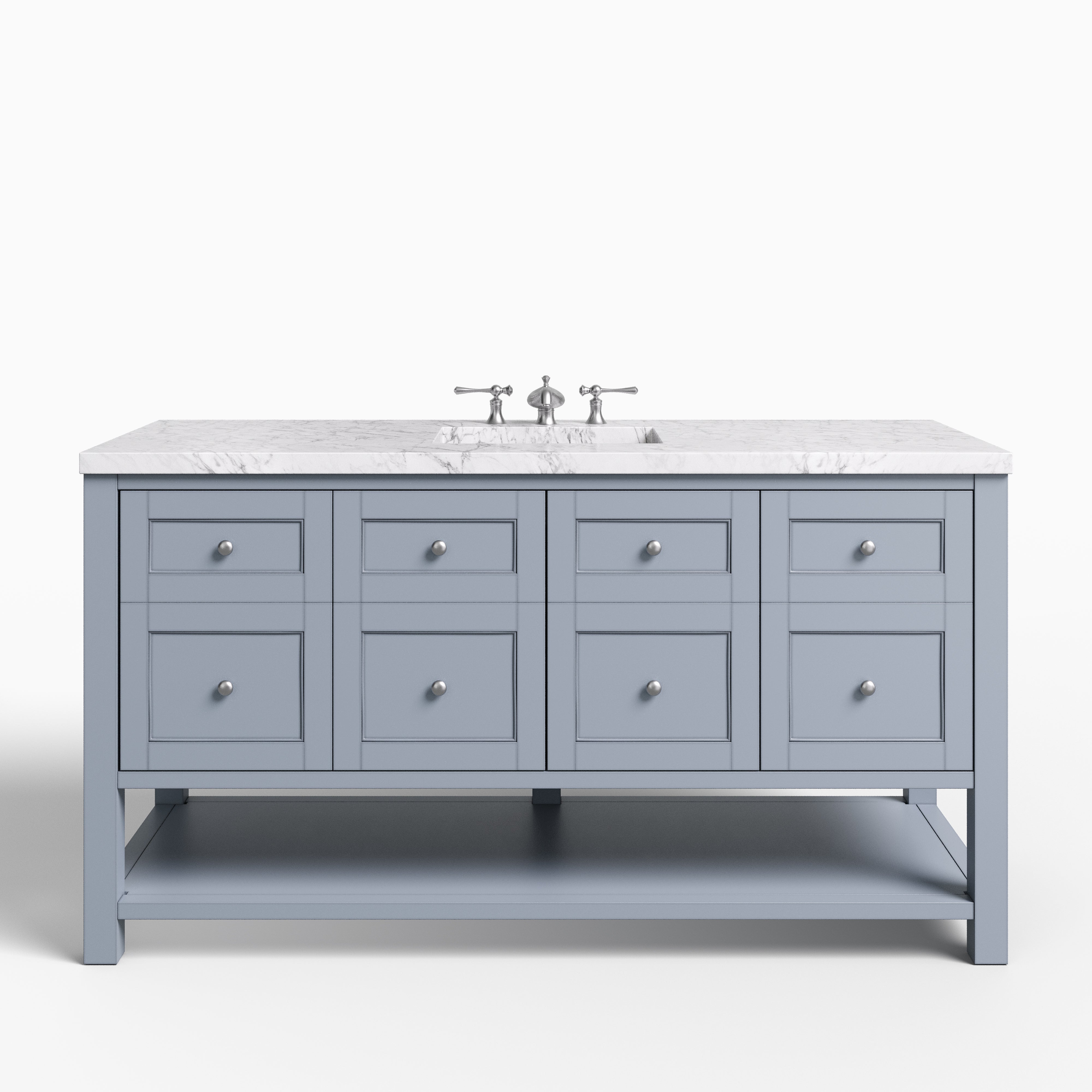 Bridgette 60" Single Vanity in Serenity Blue with 3 cm Carrara Marble Top