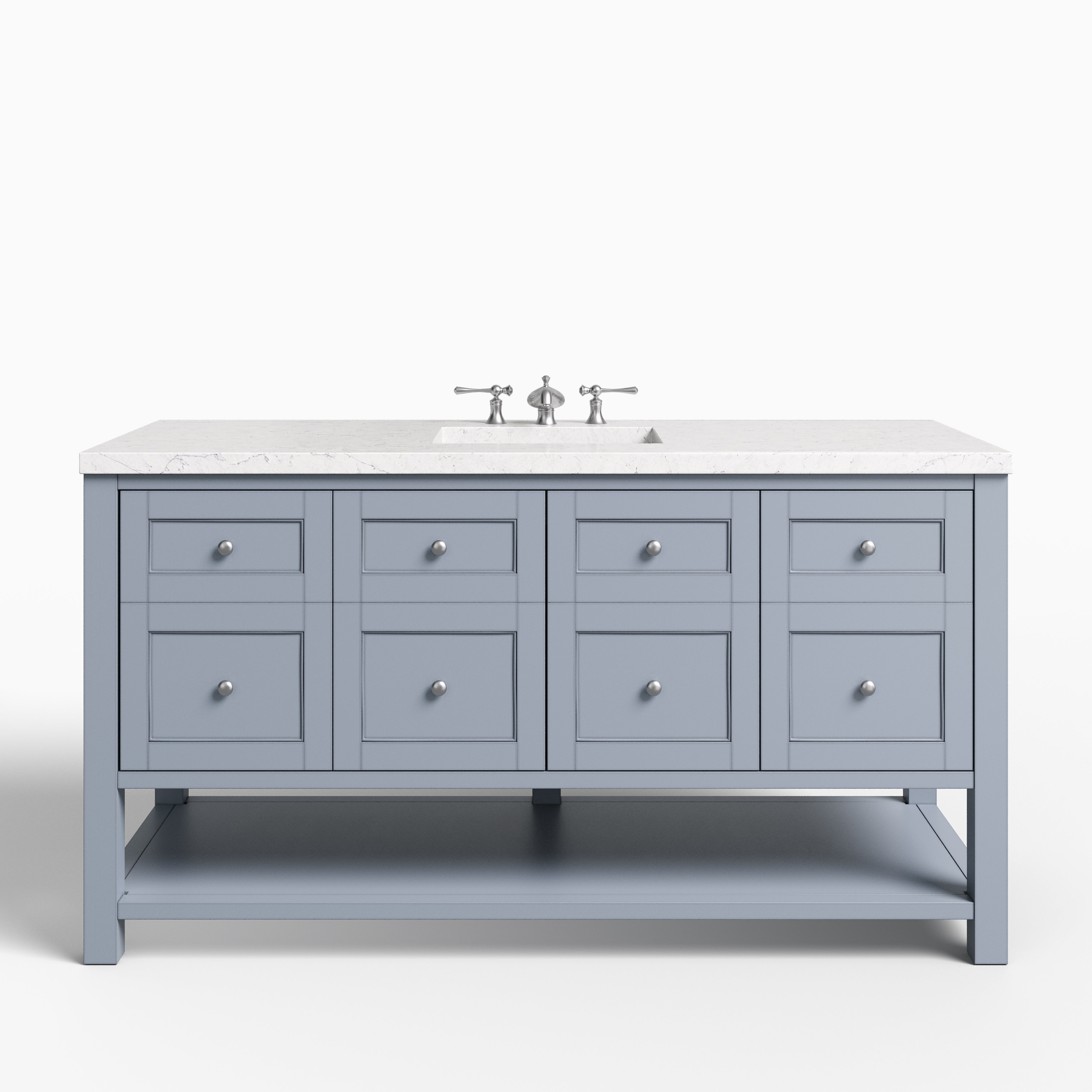 Bridgette 60" Single Vanity in Serenity Blue with 3 cm Eternal Jasmine Pearl Quartz Top