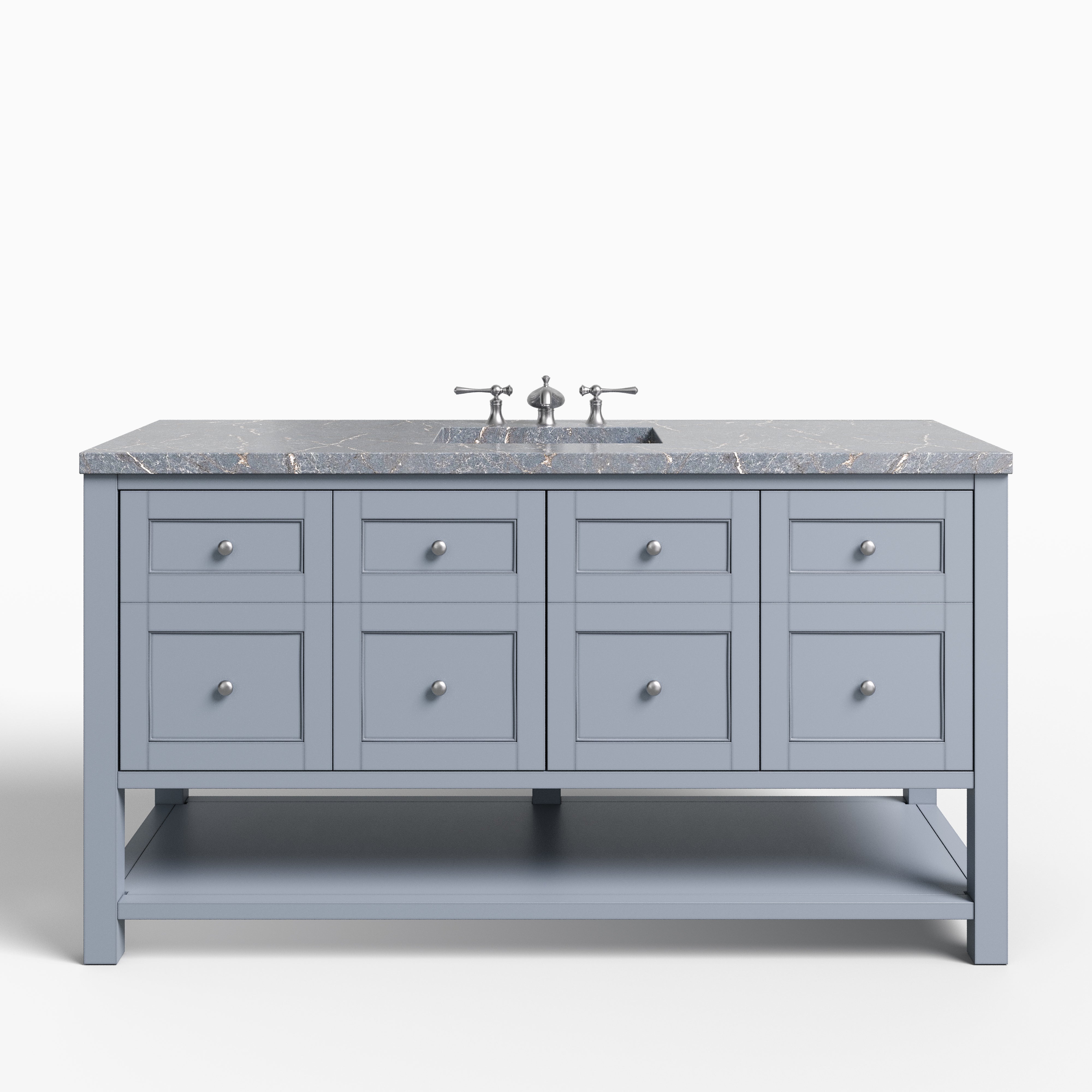 Bridgette 60" Single Vanity in Serenity Blue with 3 cm Parisien Bleu Quartz Top