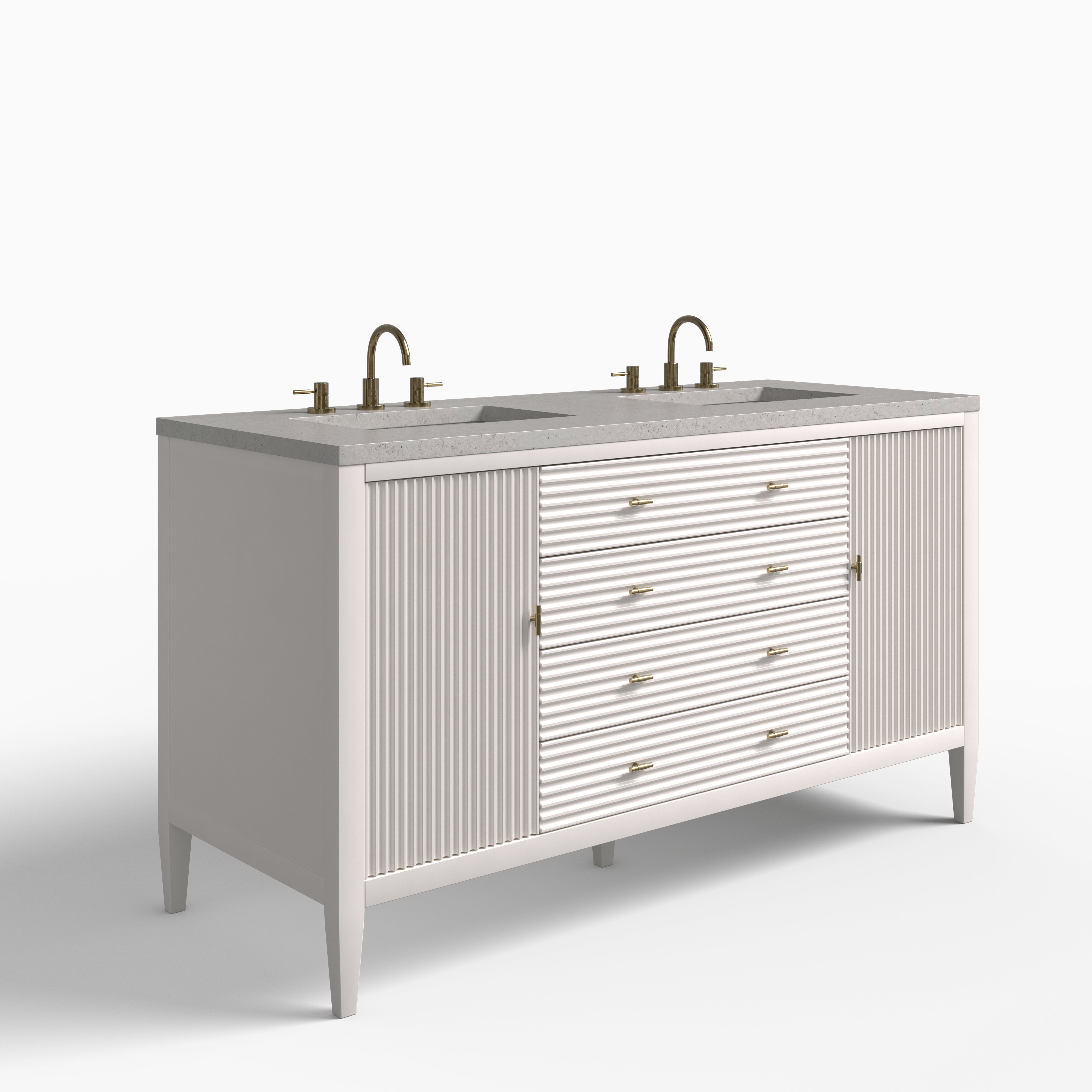 Sasha 60" Double Vanity in Bright White with 3 cm Lime Delight Quartz Top