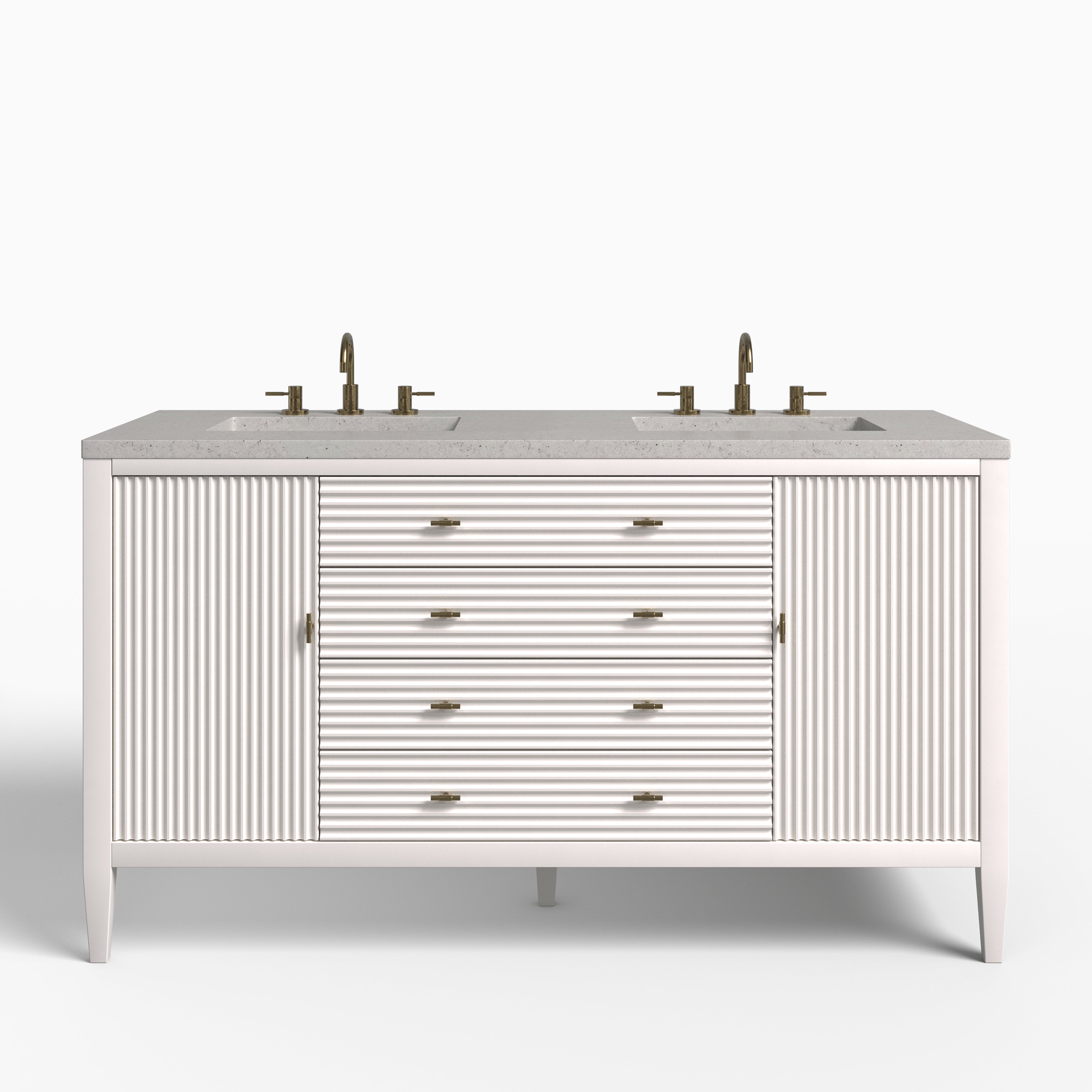 Sasha 60" Double Vanity in Bright White with 3 cm Lime Delight Quartz Top