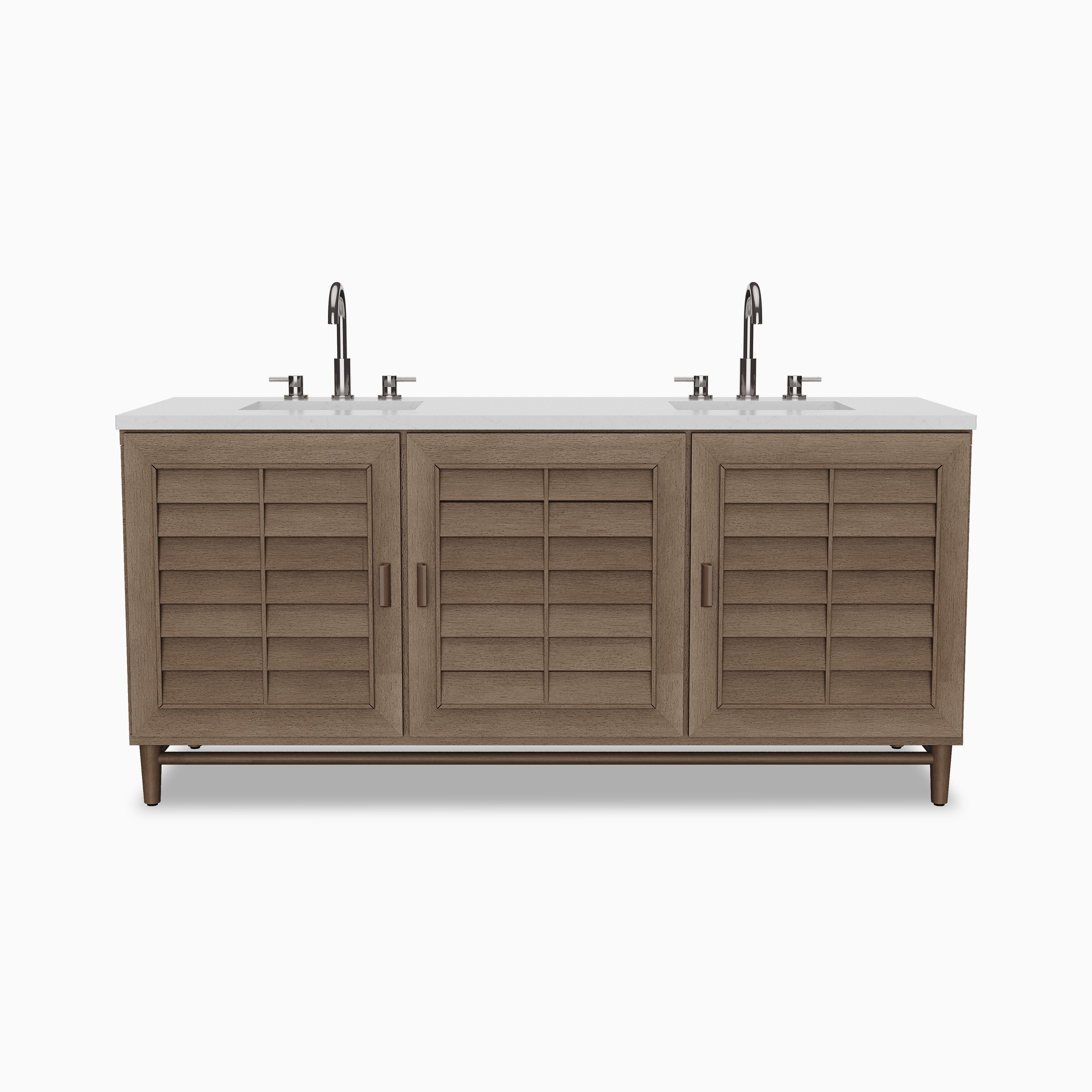 Trisha 72" Double Vanity in Whitewashed Walnut with 3 cm Eternal Jasmine Pearl Quartz Top