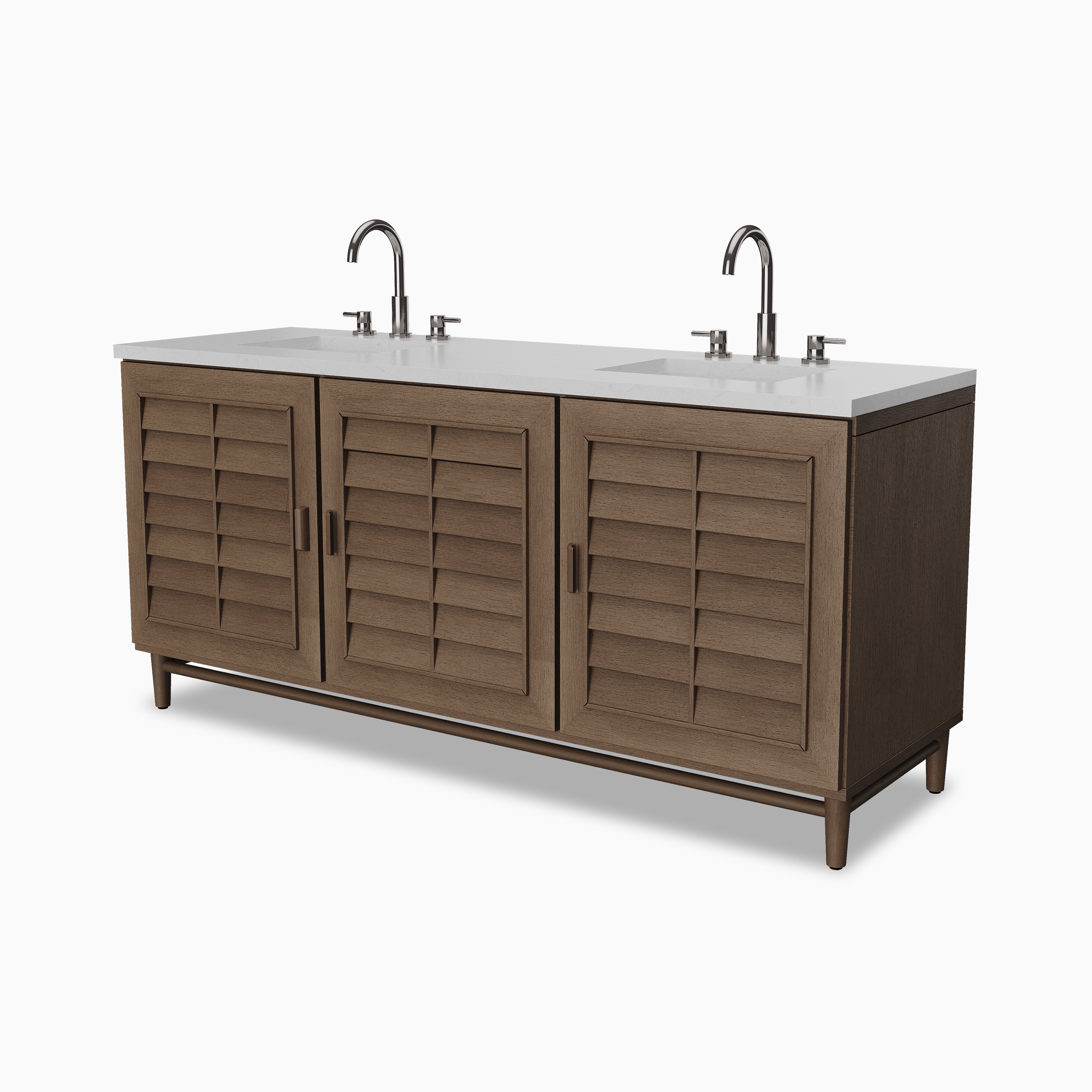 Trisha 72" Double Vanity in Whitewashed Walnut with 3 cm Eternal Jasmine Pearl Quartz Top