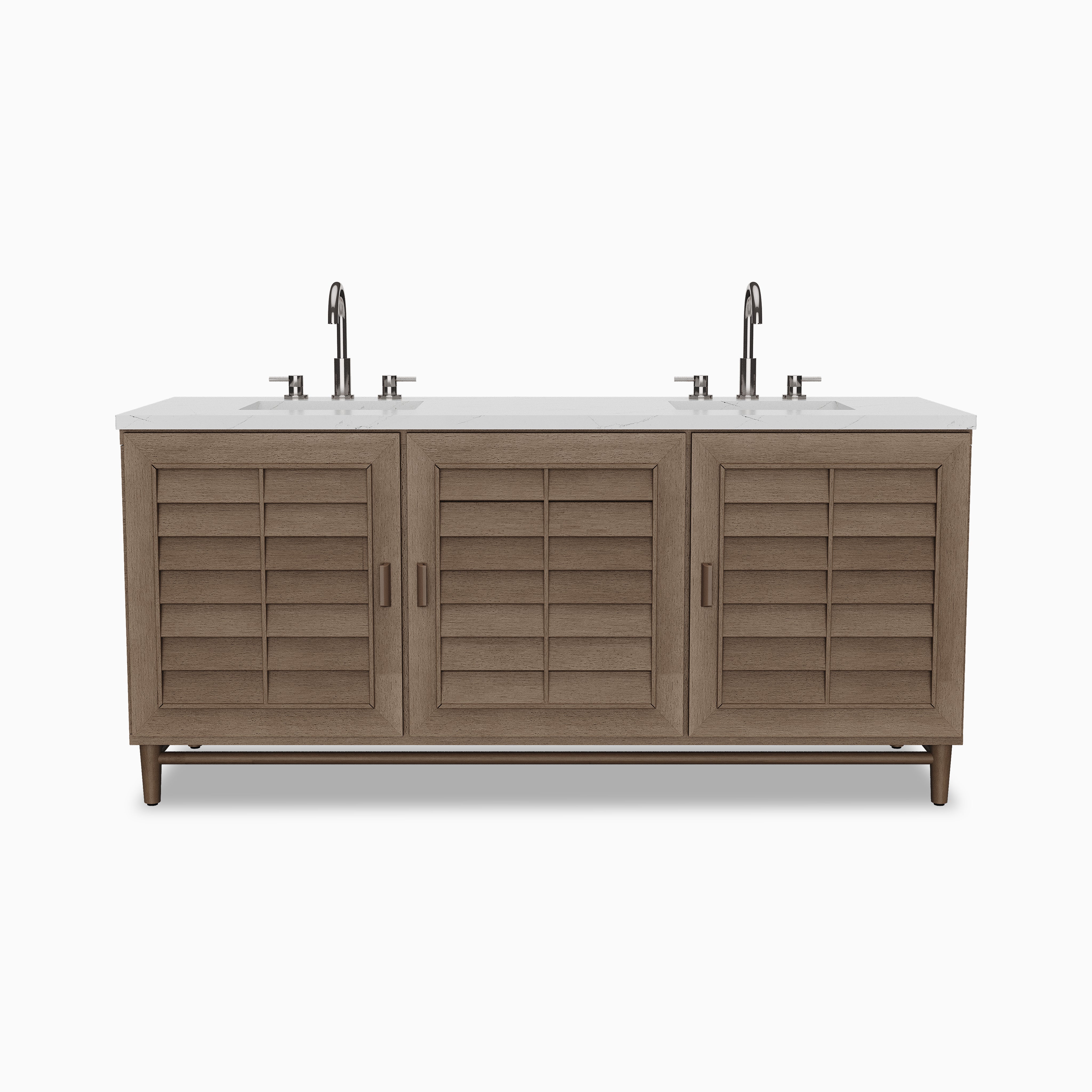 Trisha 72" Double Vanity in Whitewashed Walnut with 3 cm Ethereal Noctis Quartz Top