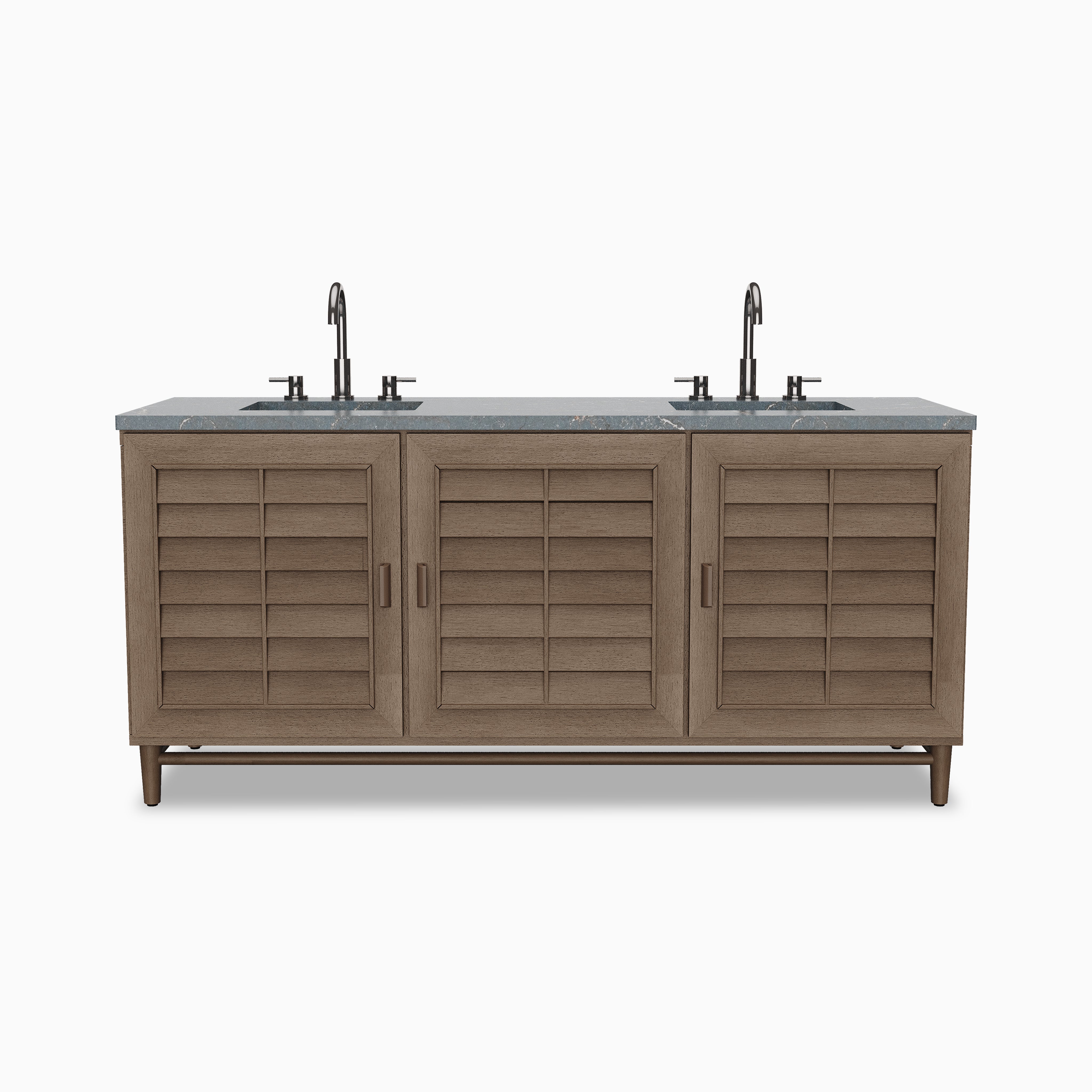 Trisha 72" Double Vanity in Whitewashed Walnut with 3 cm Parisien Bleu Quartz Top