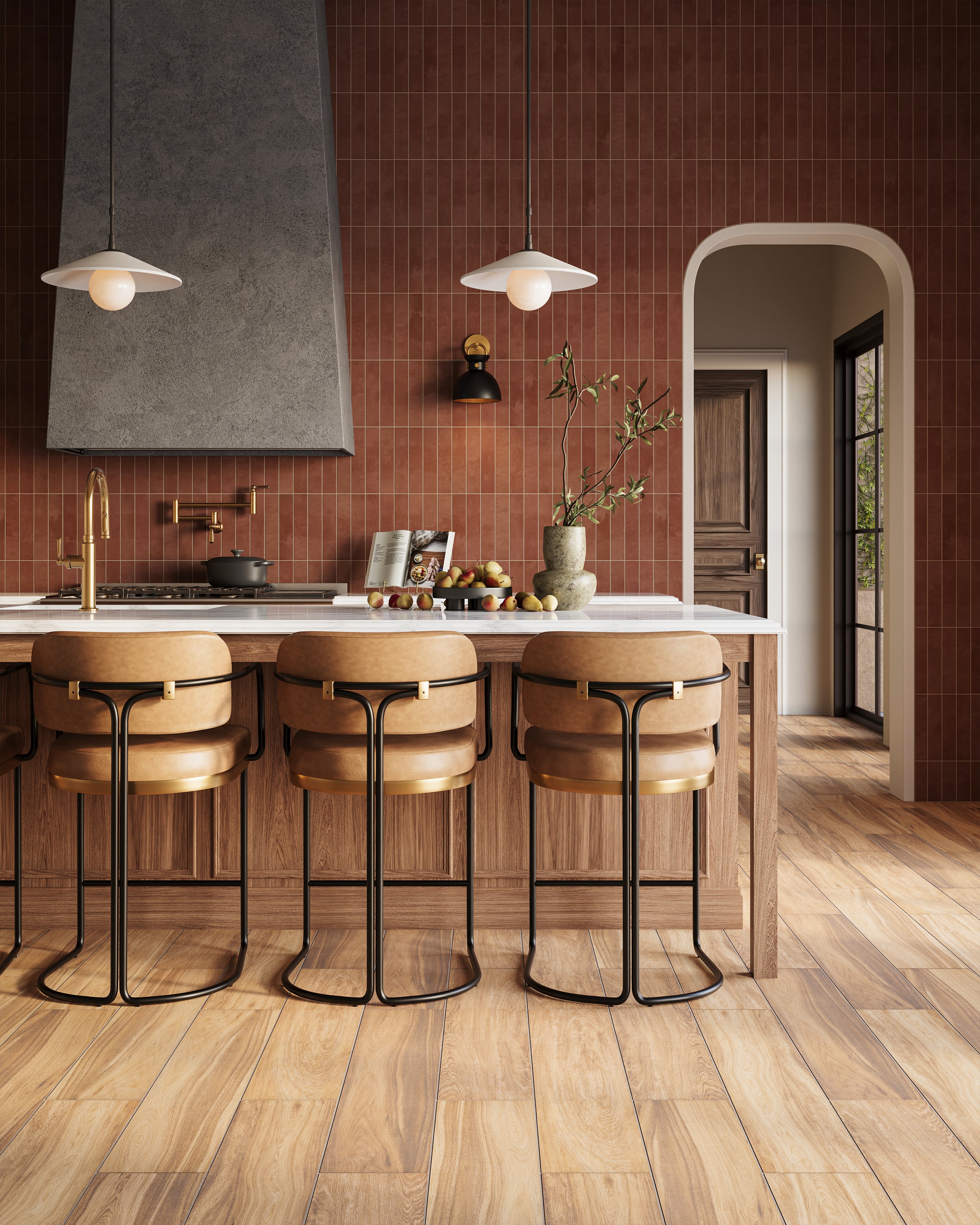 Isabel 2.5x12 Matte Porcelain Tile in Rust