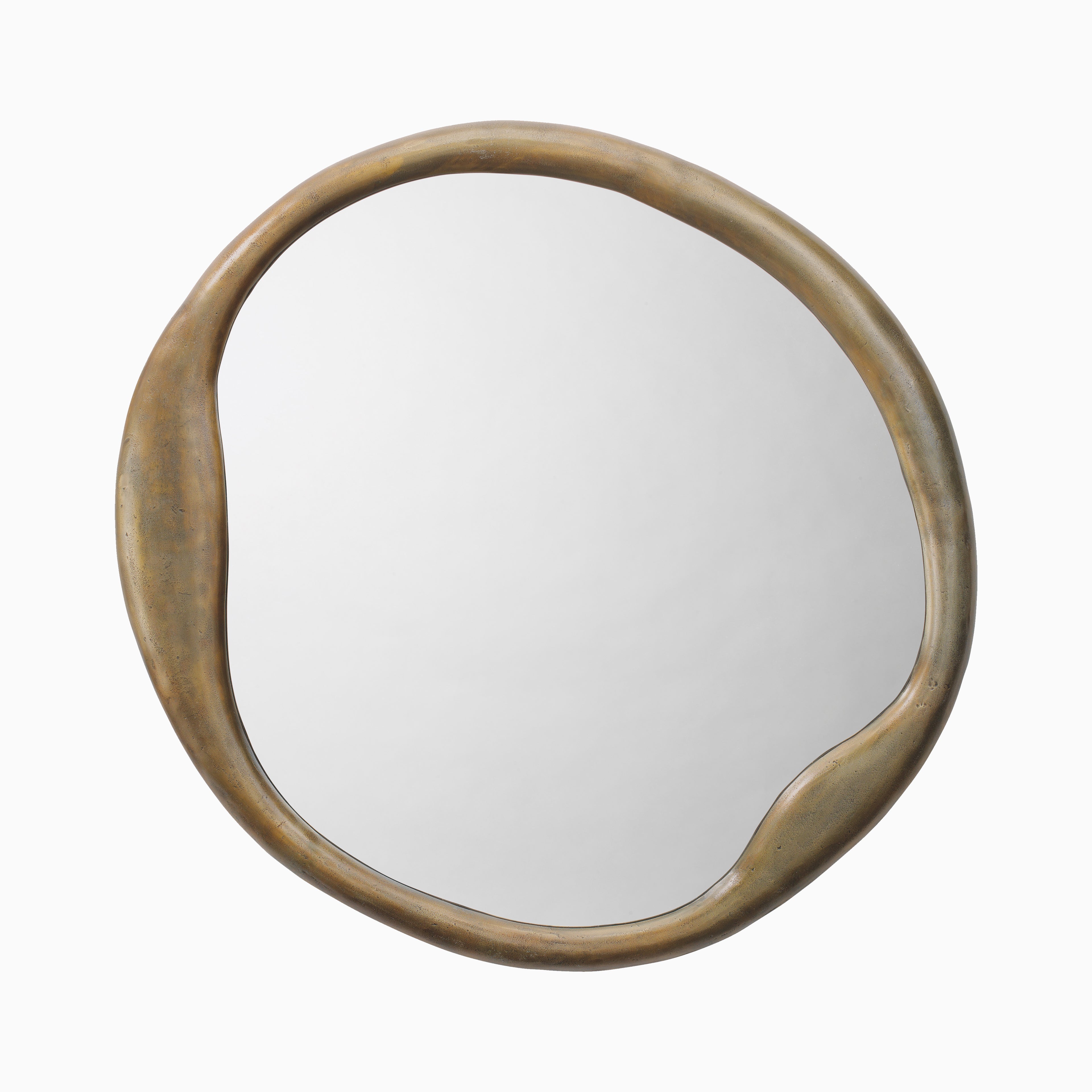 Clarien Round Mirror in Antique Brass