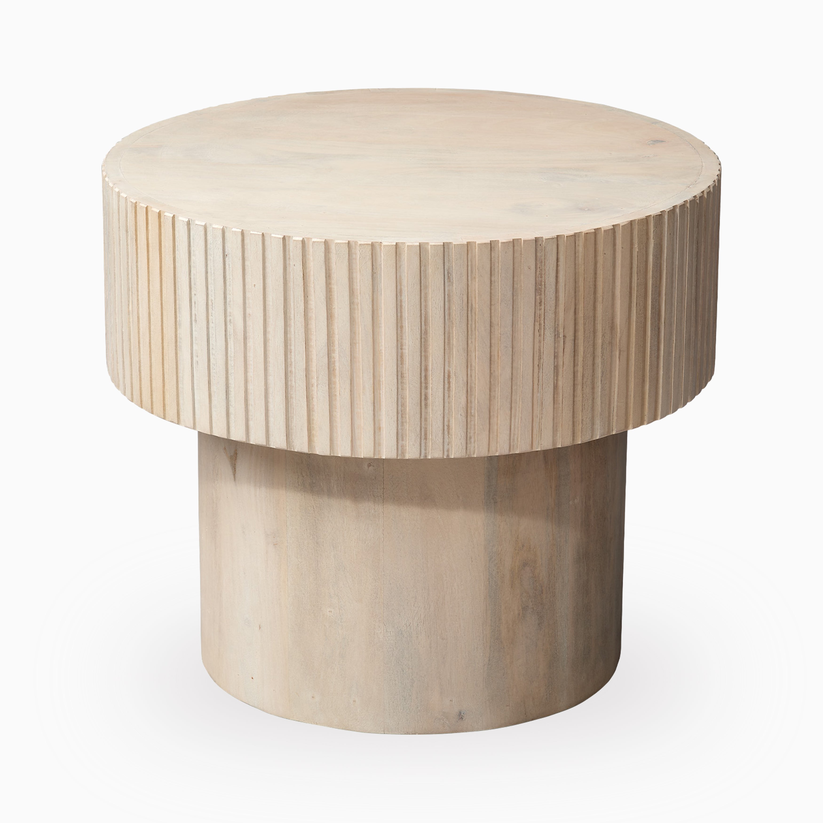 Enric Round Side Table in White Wash