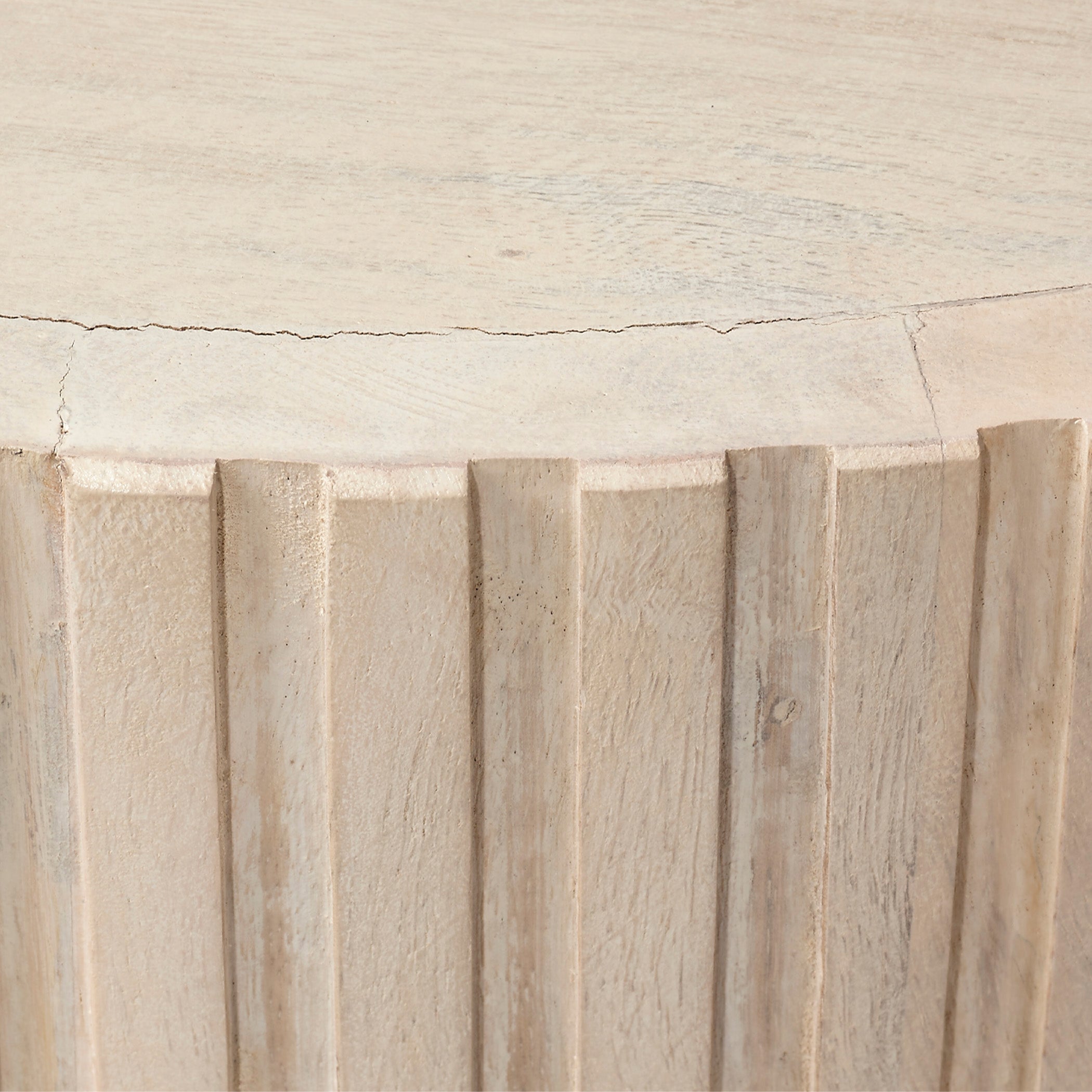 Enric Round Side Table in White Wash