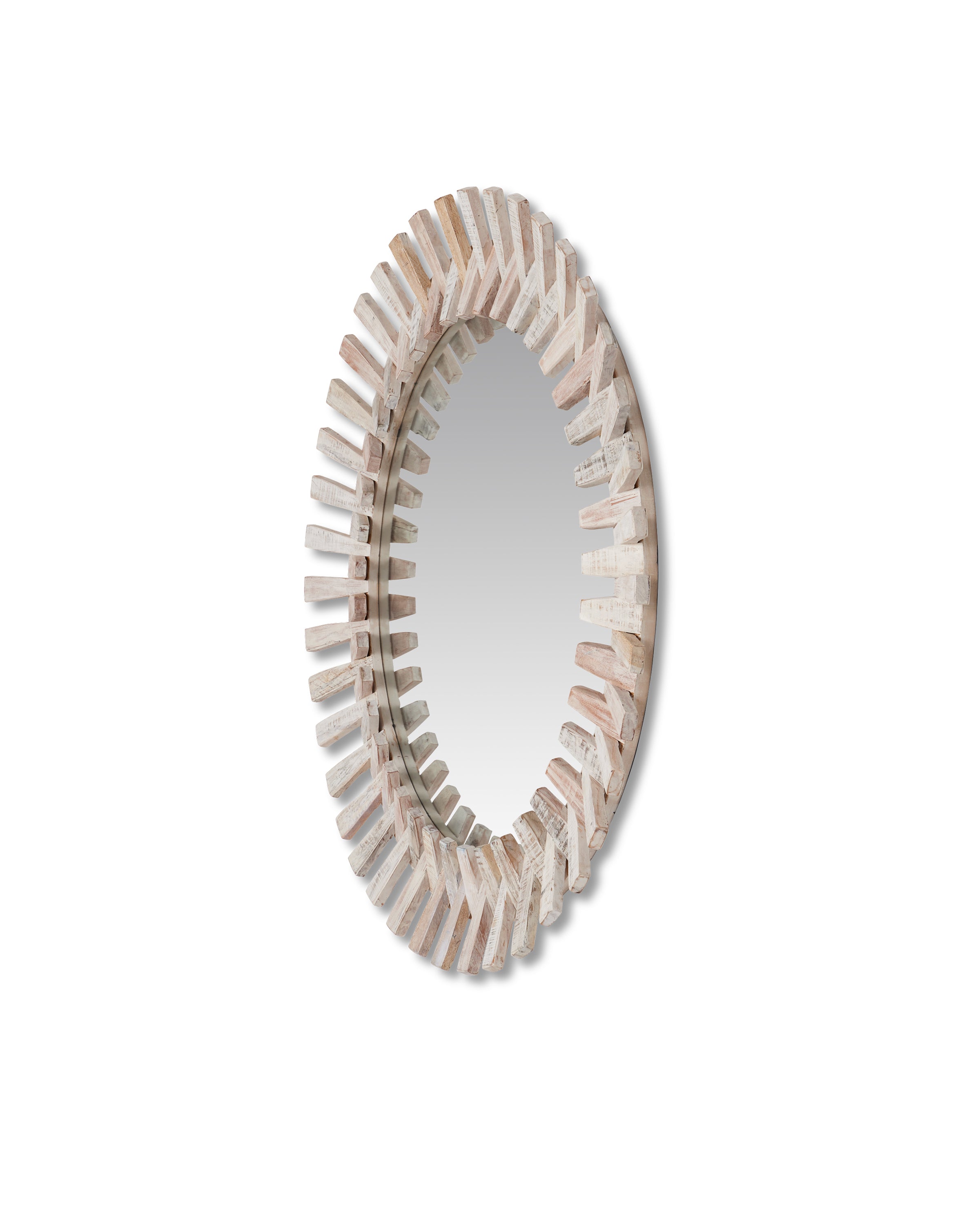 Bellmere Round Mirror in Whitewash