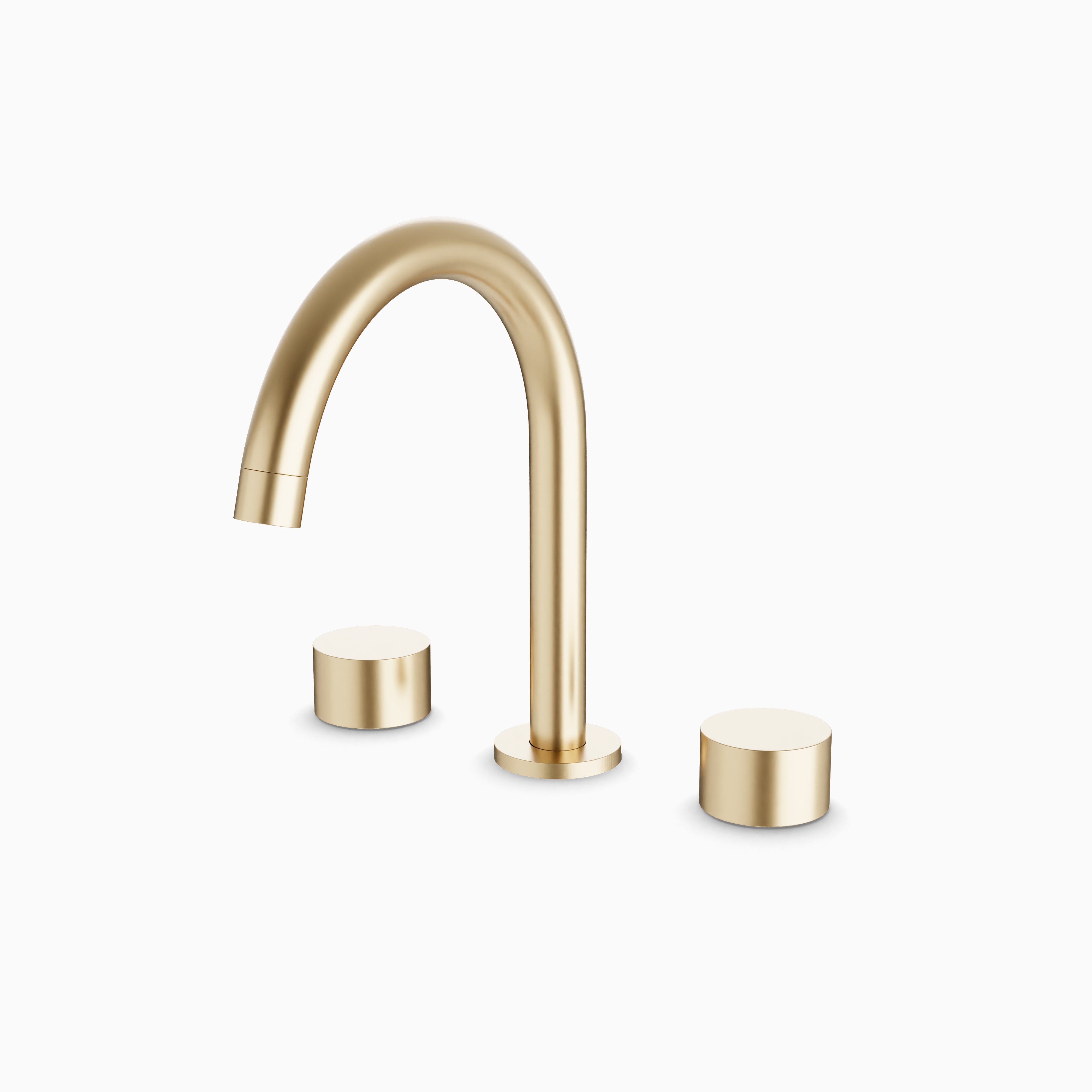 Alder 8" Widespread Bathroom Faucet With Arc Spout & Disc Handles in Satin Brass