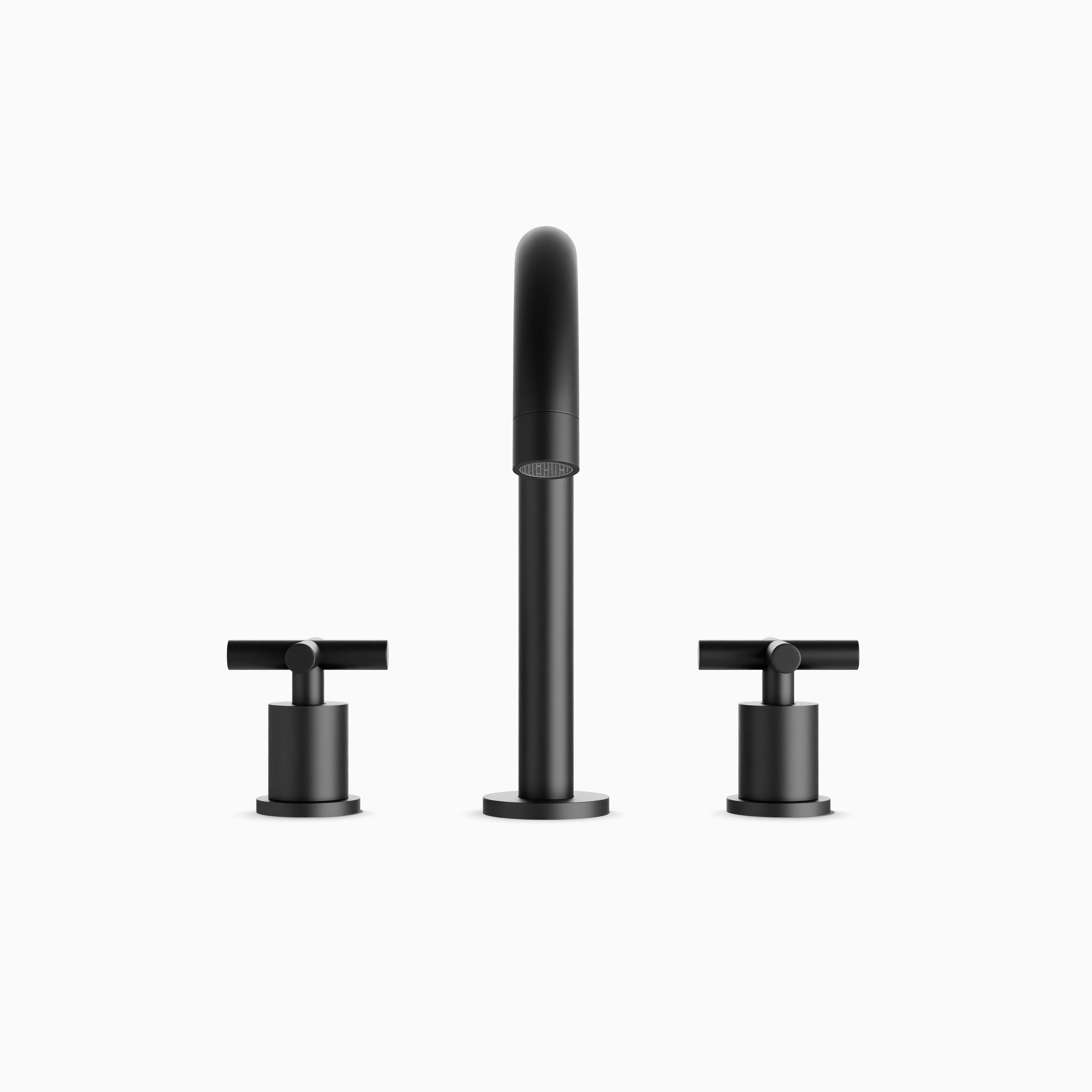 Alder 8" Widespread Bathroom Faucet With Arc Spout & Cross Handles in Matte Black