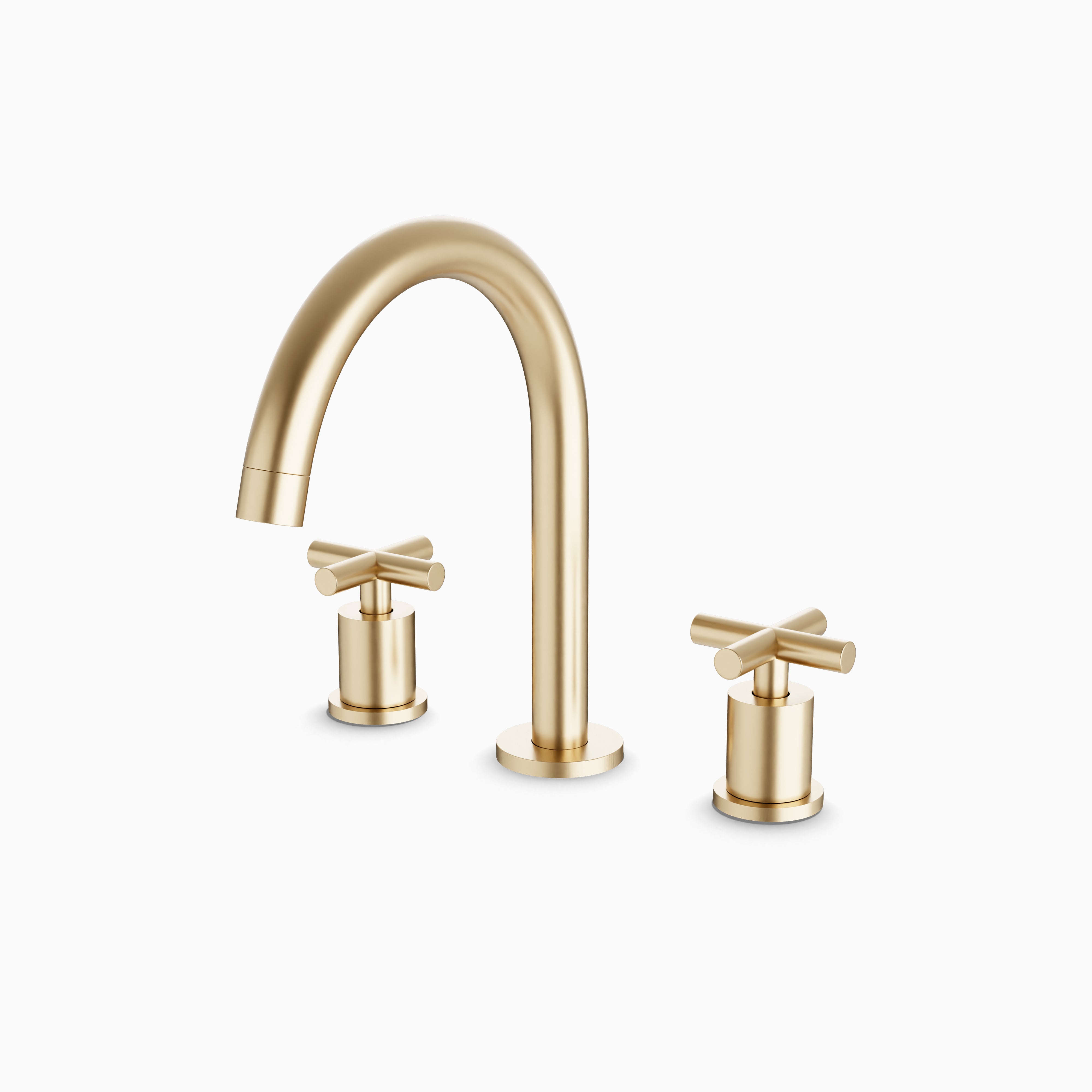 Alder 8" Widespread Bathroom Faucet With Arc Spout & Cross Handles in Satin Brass