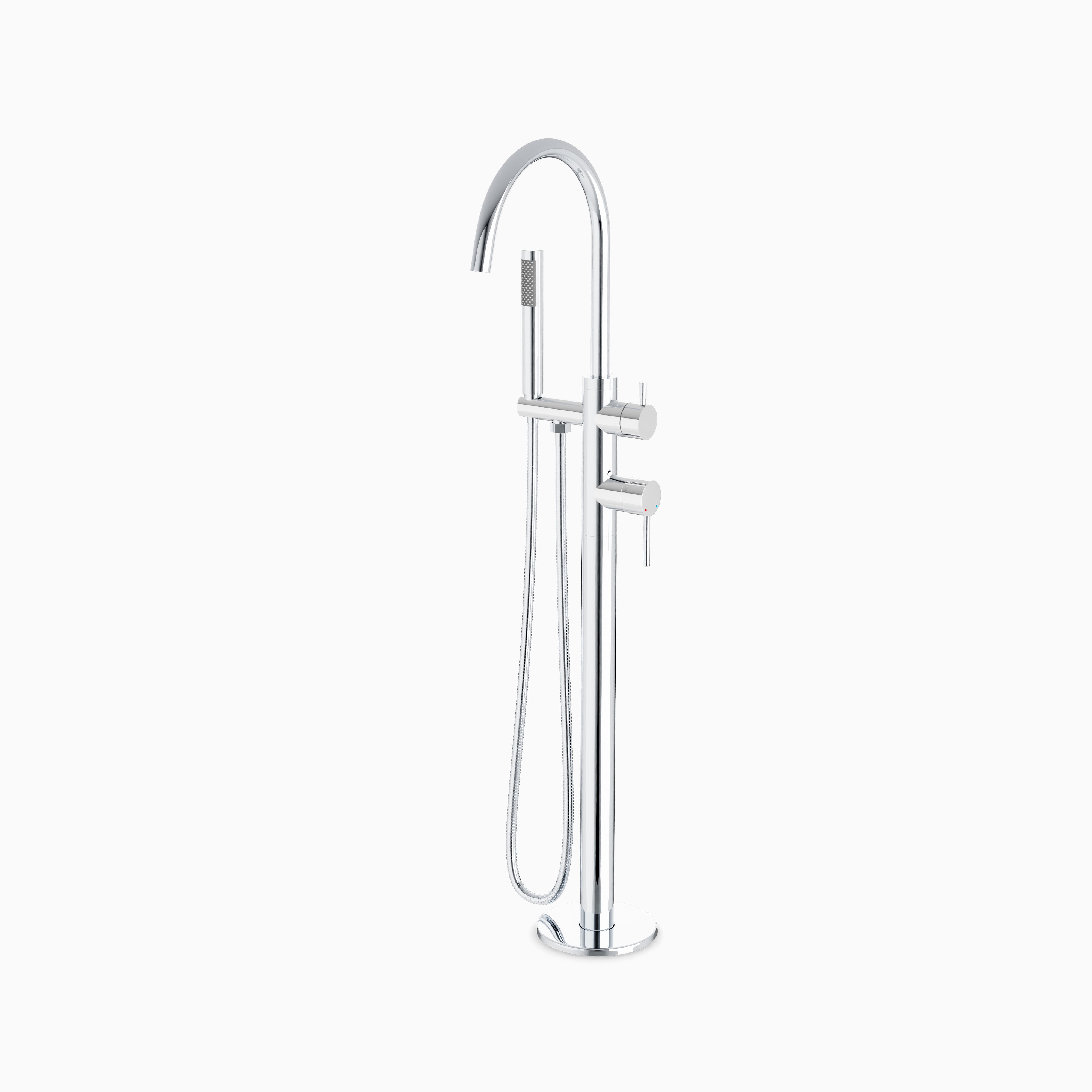 Alder Floor Mount Tub Filler Trim Kit with Hand Shower in Chrome