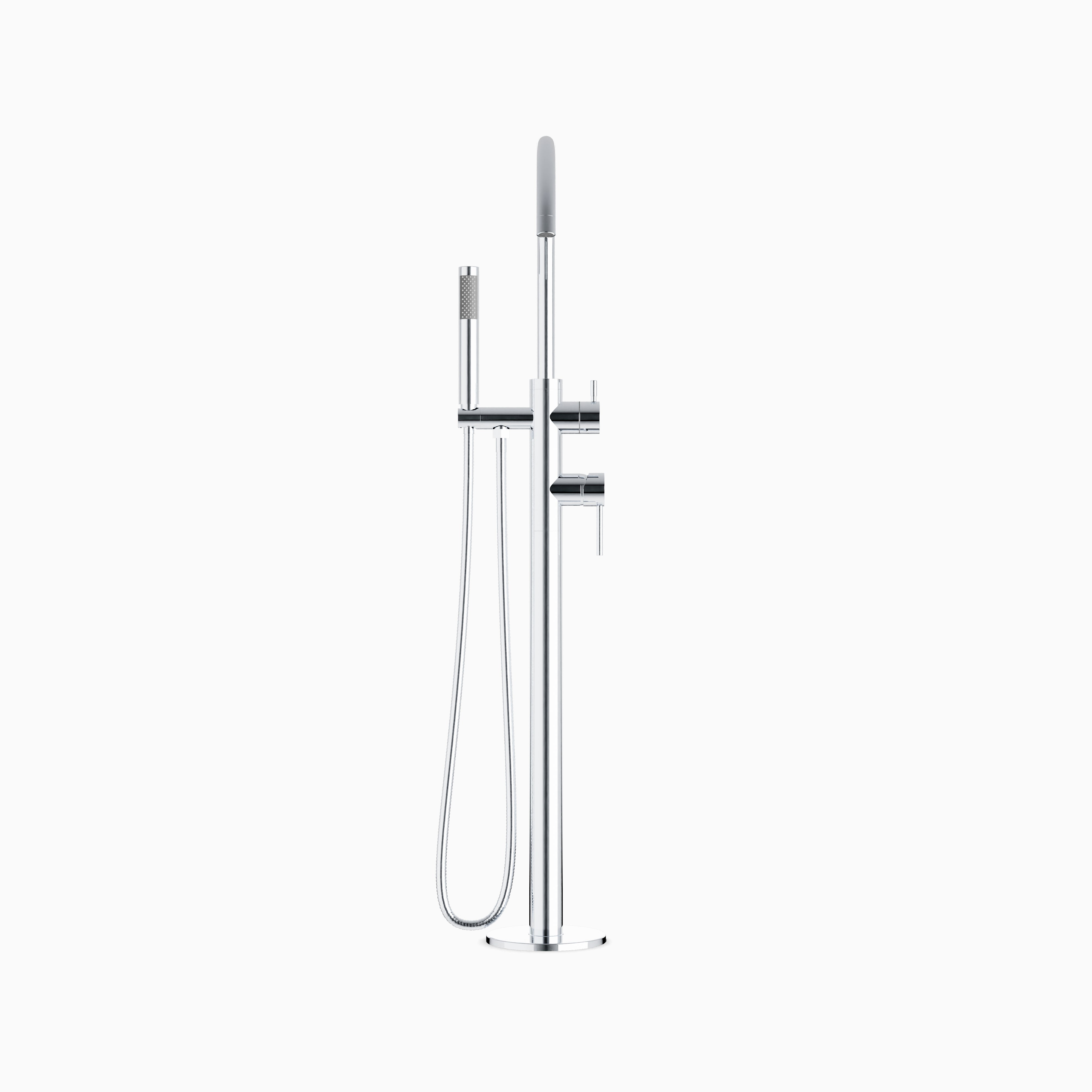 Alder Floor Mount Tub Filler Trim Kit with Hand Shower in Chrome