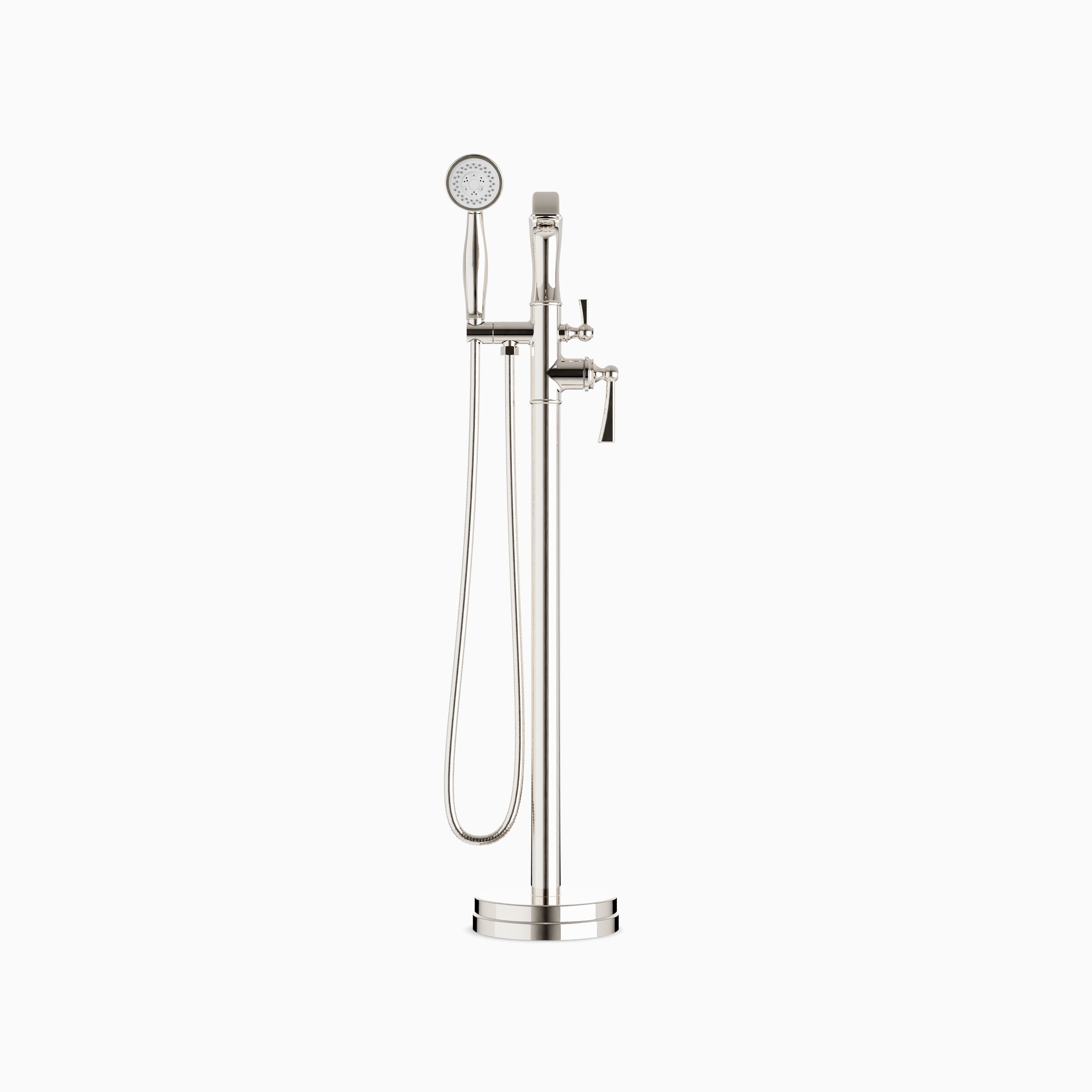 Linden Floor Mount Tub Filler Trim Kit with Hand Shower in Polished Nickel