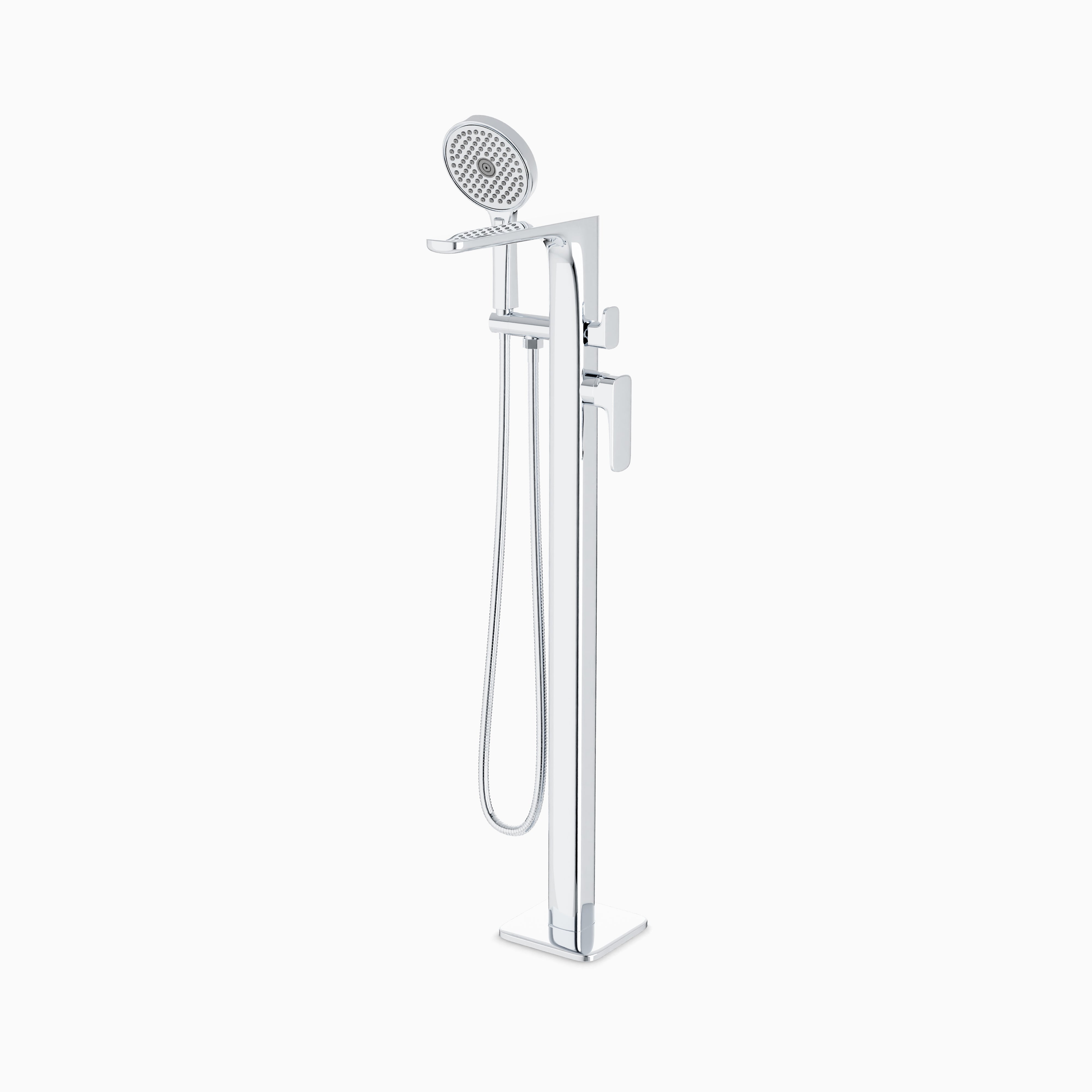 Cove Floor Mount Tub Filler Trim Kit with Hand Shower in Chrome