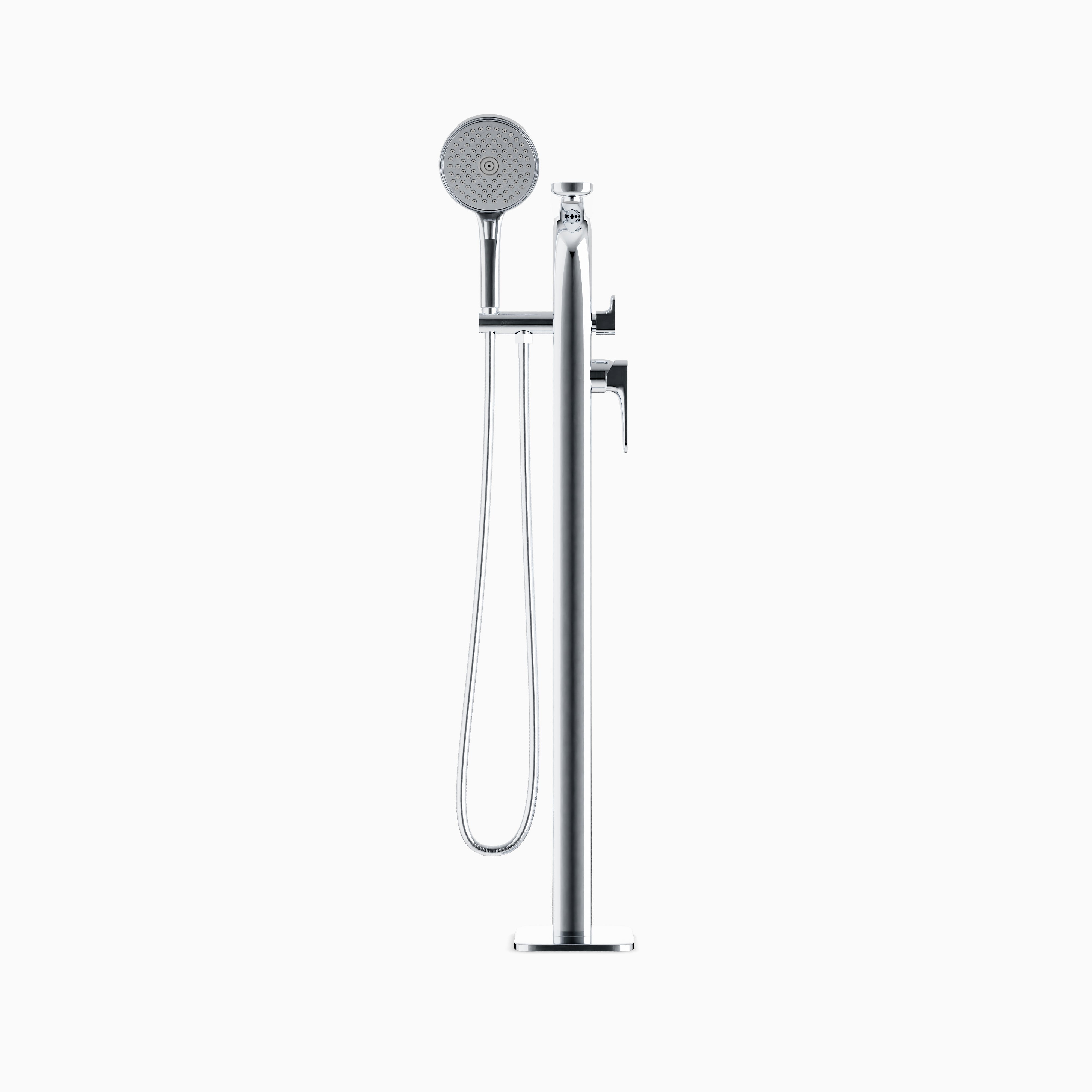 Cove Floor Mount Tub Filler Trim Kit with Hand Shower in Chrome