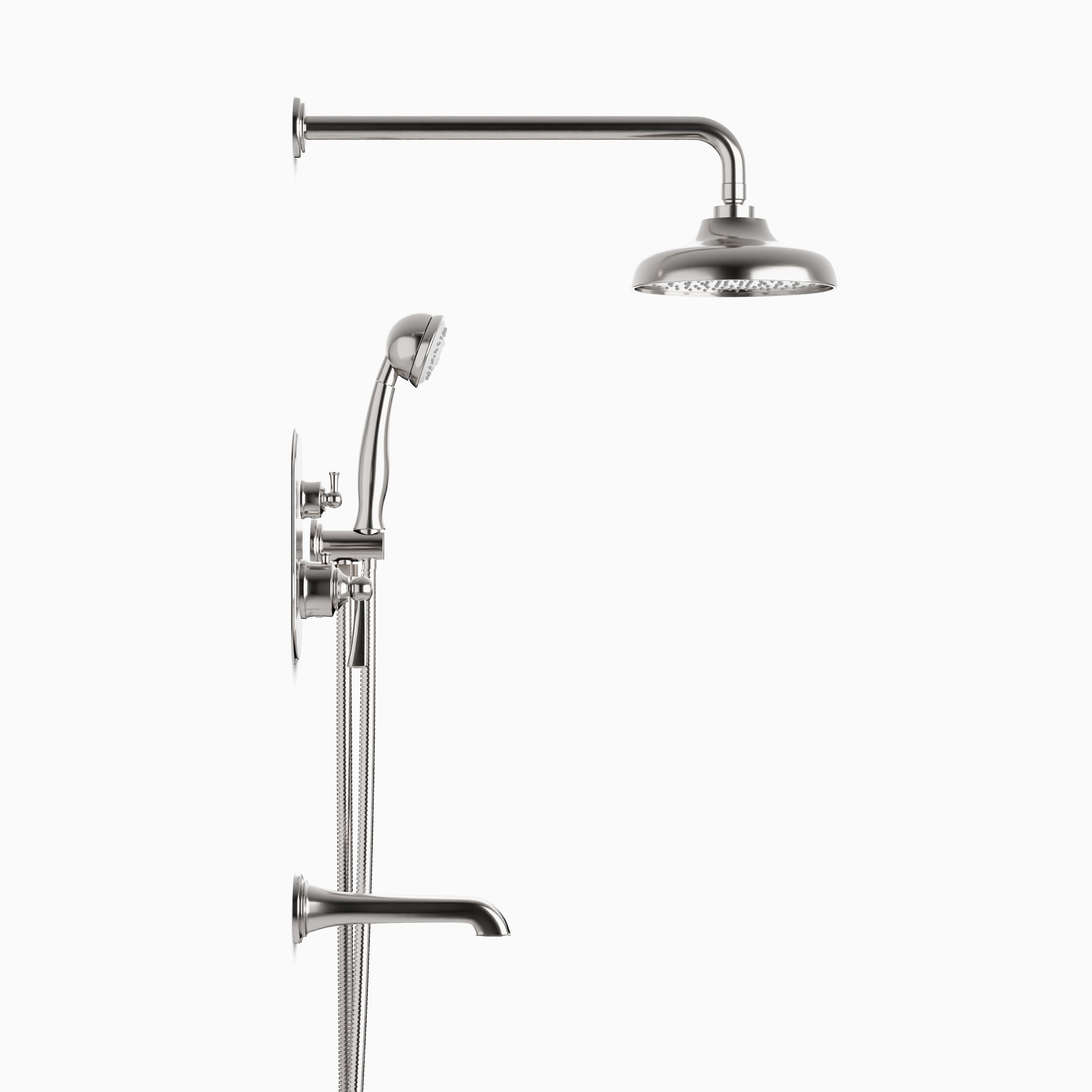 Linden Thermostatic Shower Trim Kit with Hand Shower & Tub Filler in Brushed Nickel