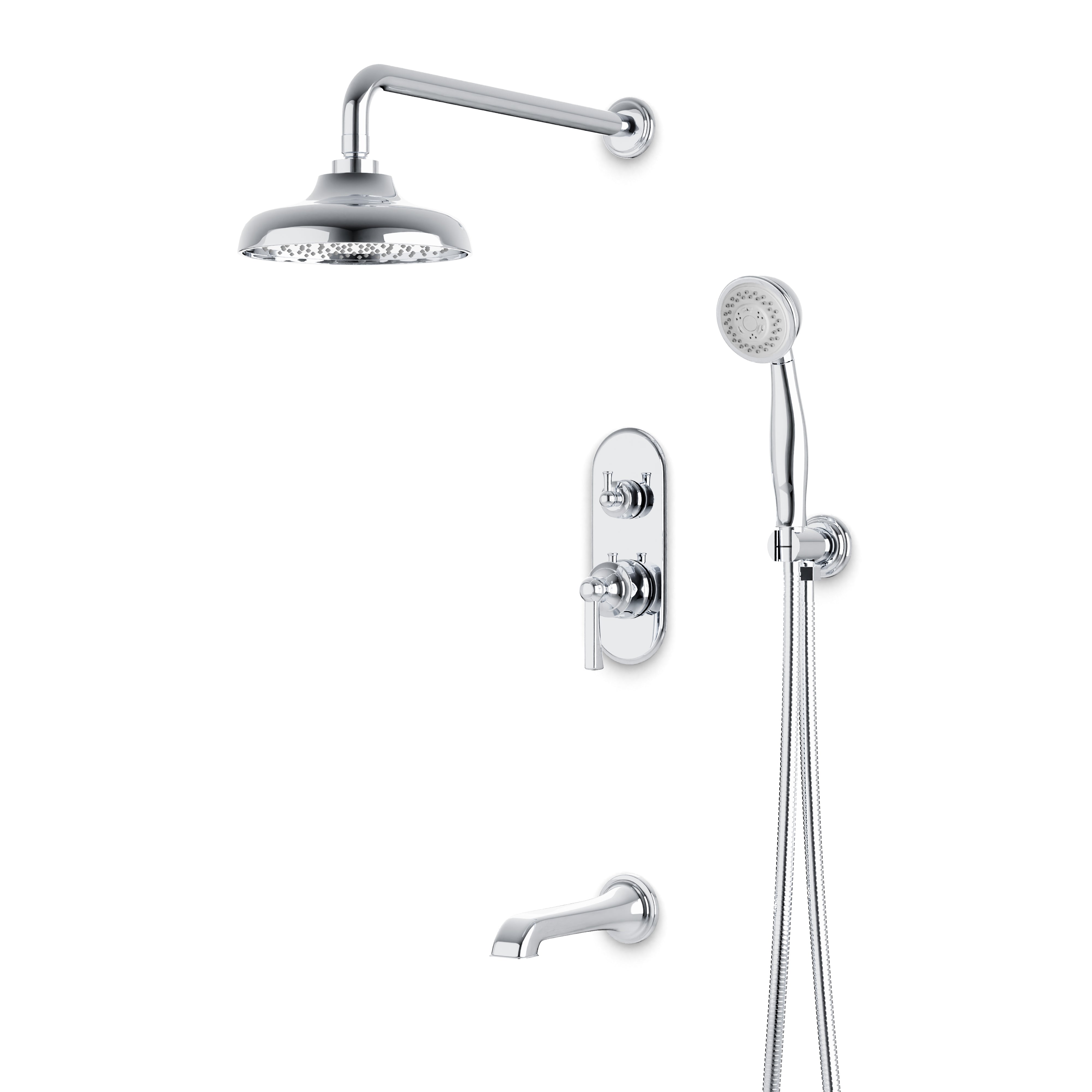 Linden Thermostatic Shower Trim Kit with Hand Shower & Tub Filler in Chrome