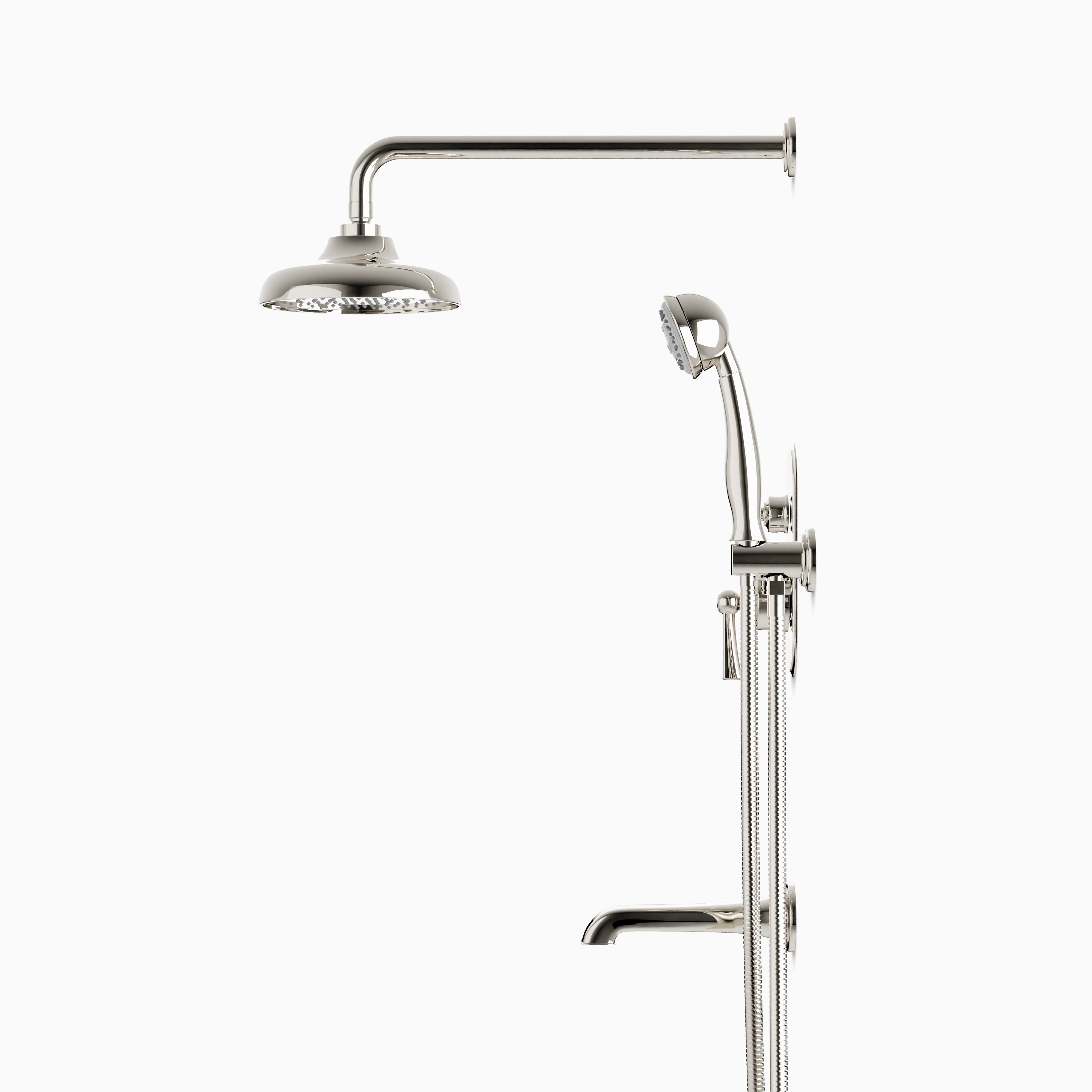 Linden Thermostatic Shower Trim Kit with Hand Shower & Tub Filler in Polished Nickel