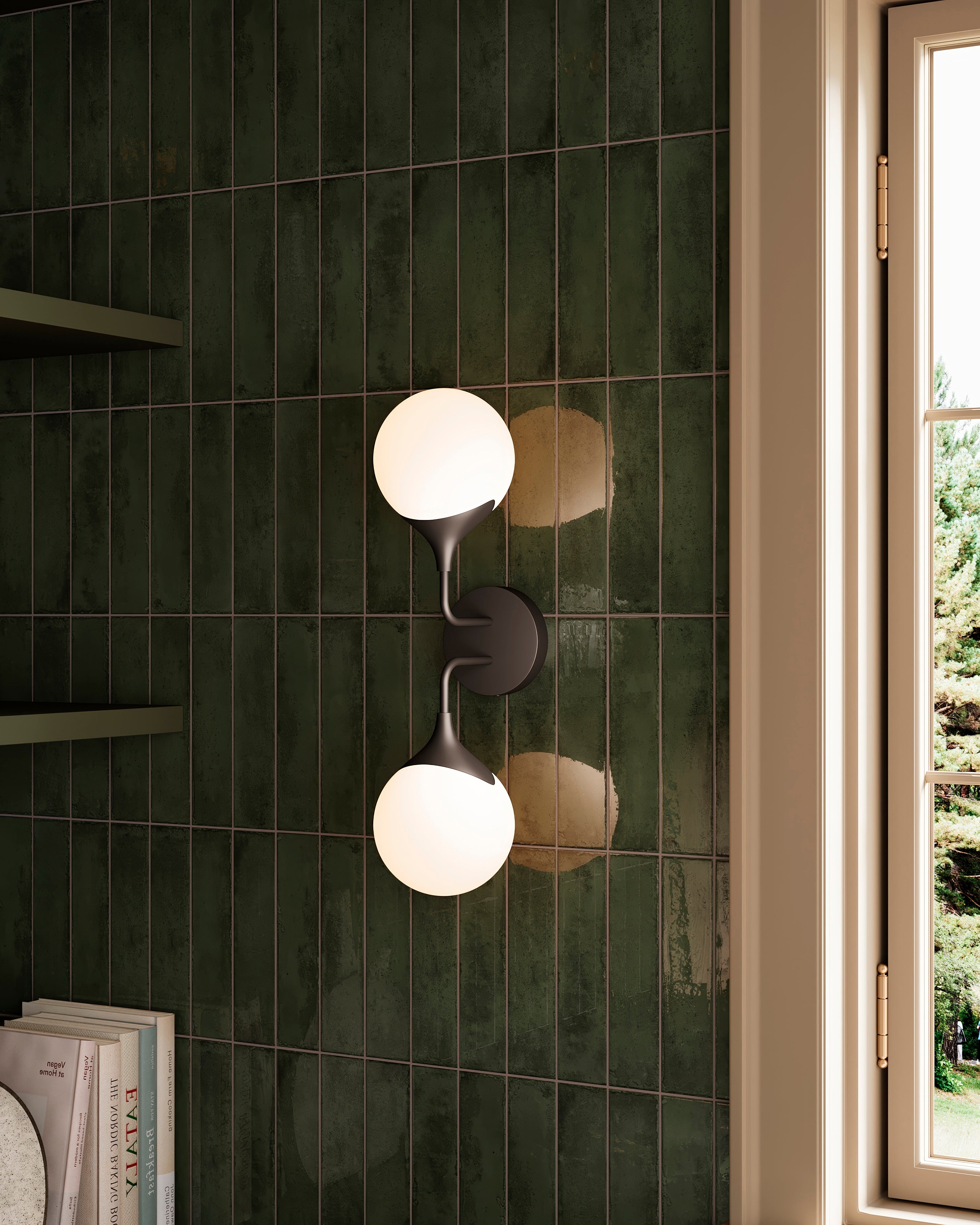 Sylvia 19" 2 Lights Wall/Vanity Light in Matte Black/Opal Matte Glass