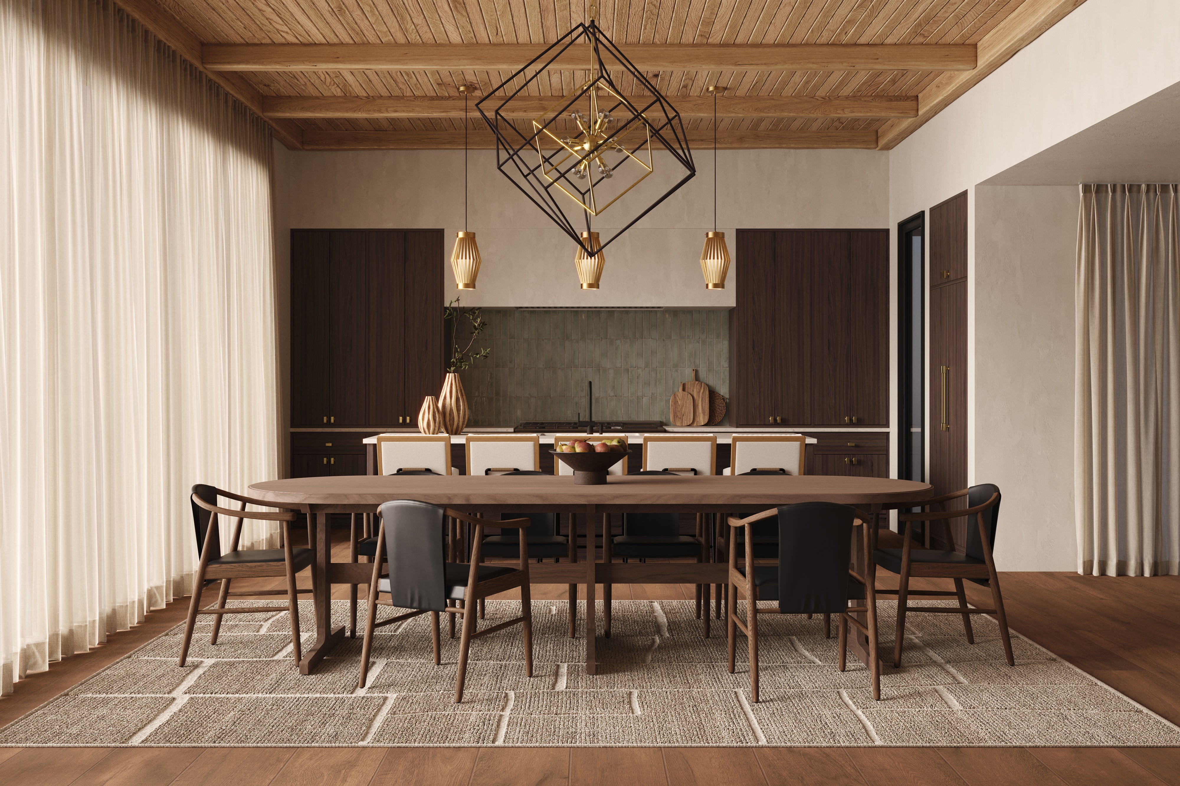 Fleurin Walnut Oval Dining Table in Matte, 120"